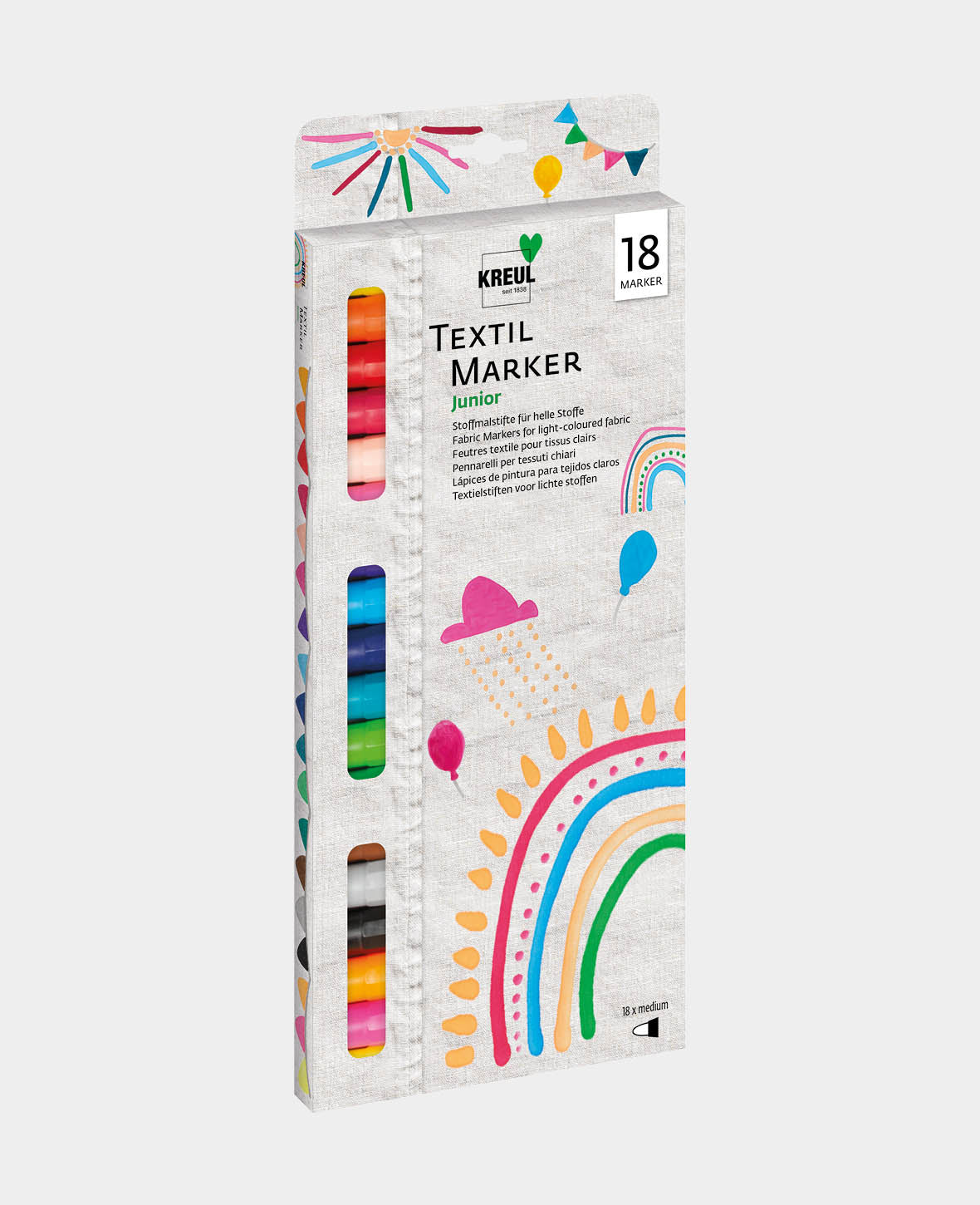 KREUL Javana texi mäx Sunny medium für helle Stoffe 18er Set