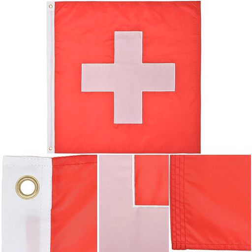 Schweizer Flagge Deko Banner mit Zwei Messing Ösen für Befestigung, 90x90cm