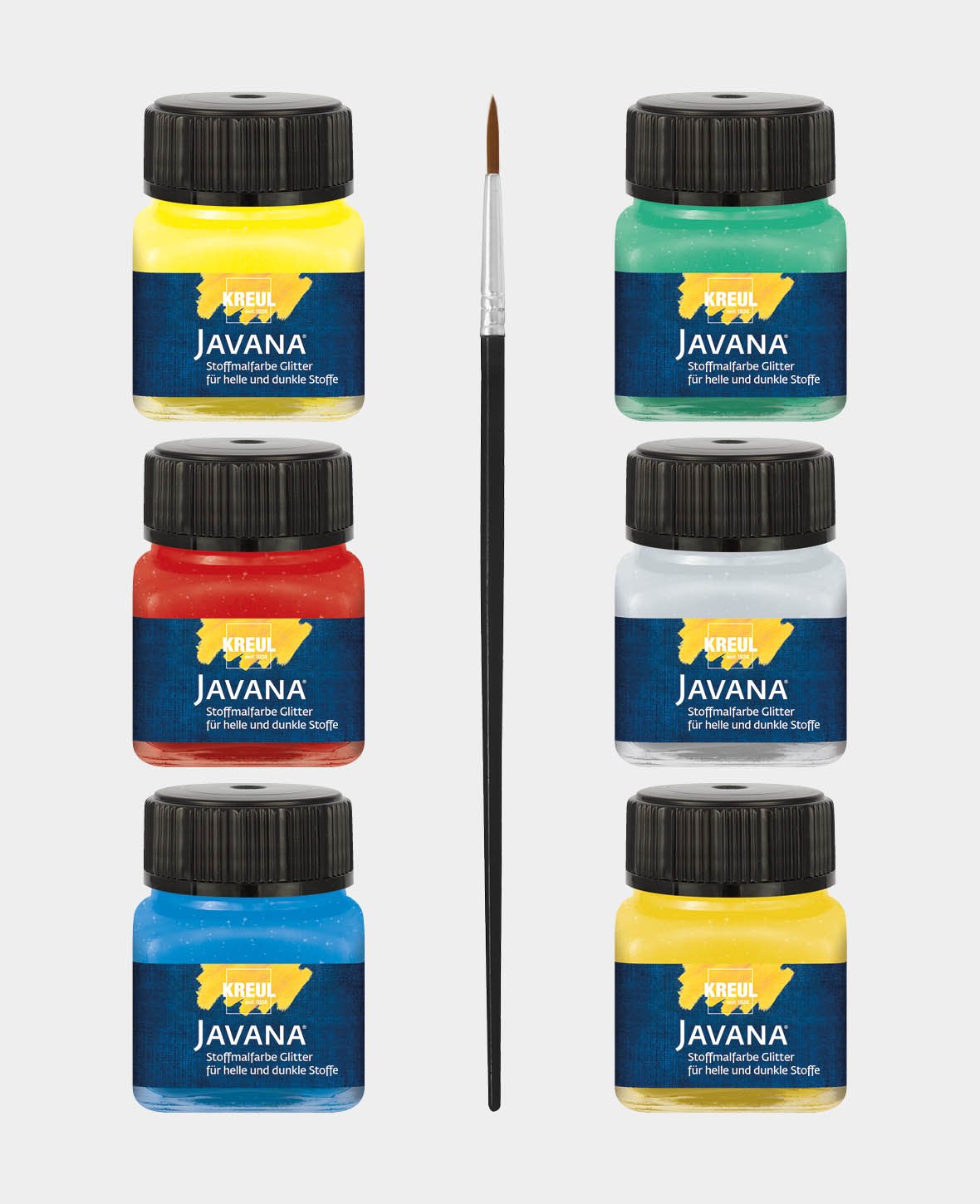 KREUL Javana Stoffmalfarben Glitter Grundfarben Set 6 x 20 ml