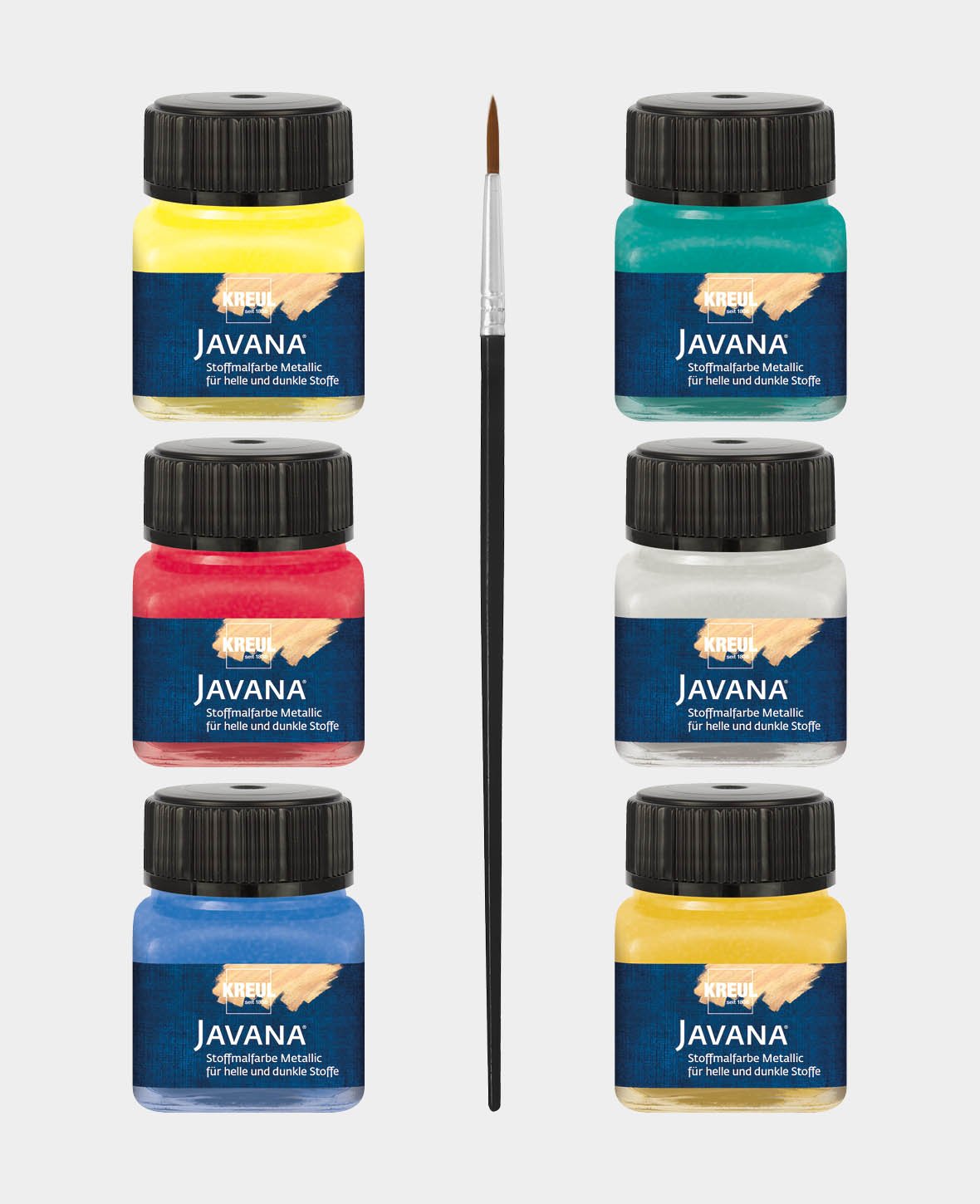 KREUL Javana Stoffmalfarben Metallic Grundfarben Set 6 x 20 ml
