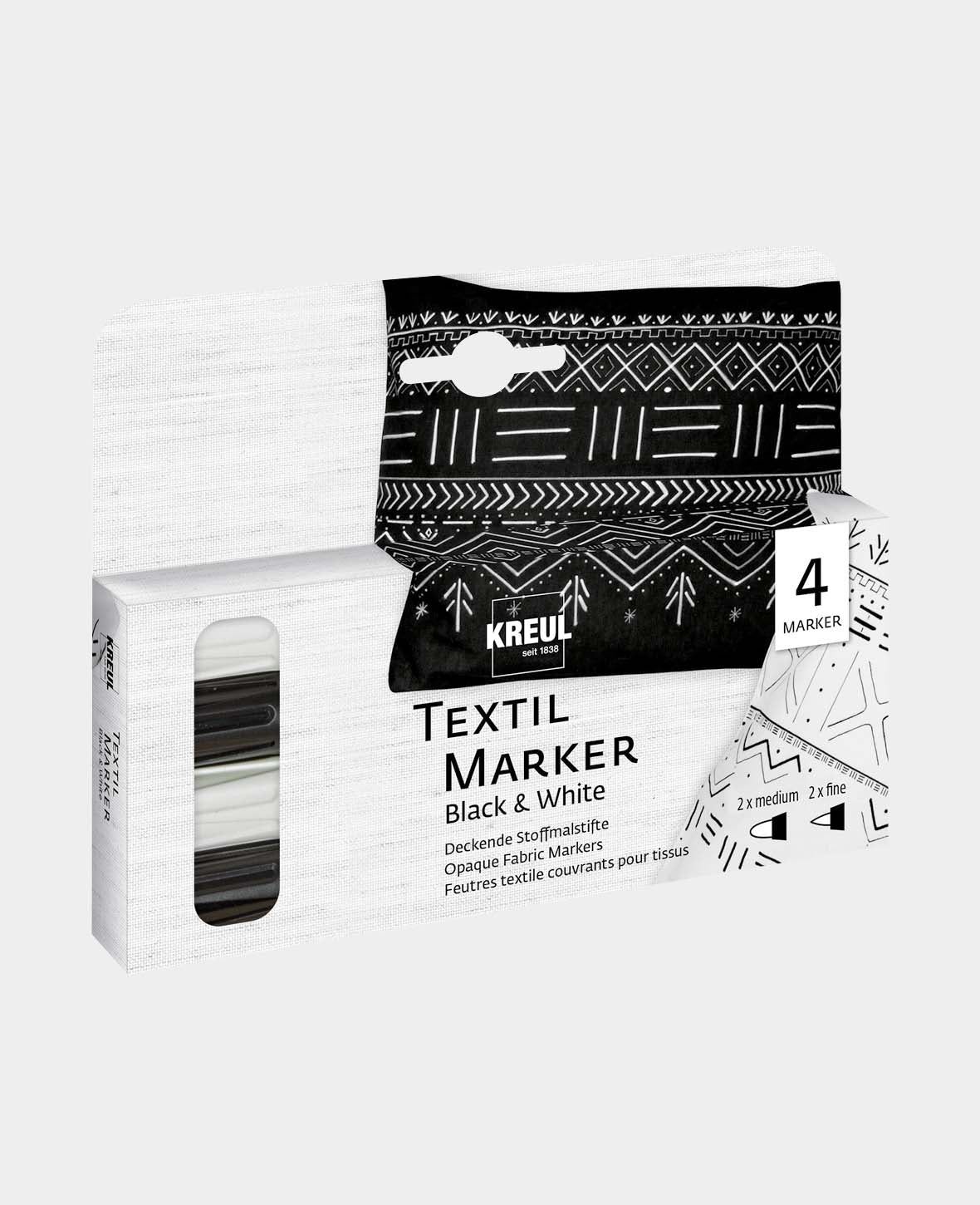 Textil Marker Opak 4er Set Black & White