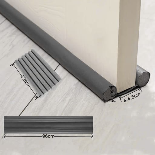 (96cm) Draft Stopper Door Insulation Double Under Door Seal - Black