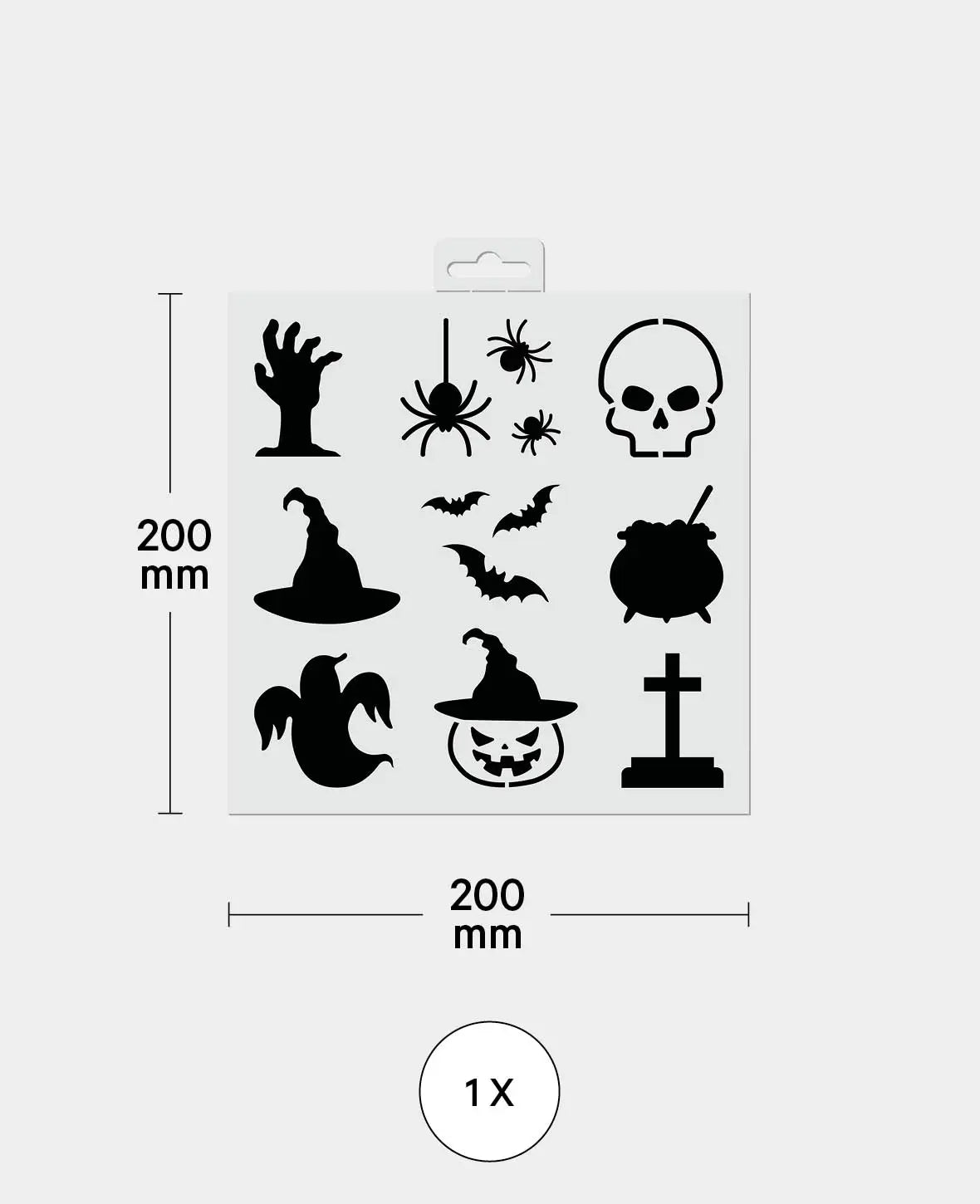 Gabarit Halloween, 20 x 0,1 x 20 cm, Blanc, 1 pièce.