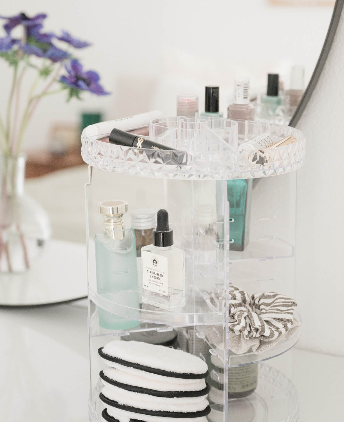 (24-piece set) 360° Rotating Acrylic Beauty Makeup Organizer Storage