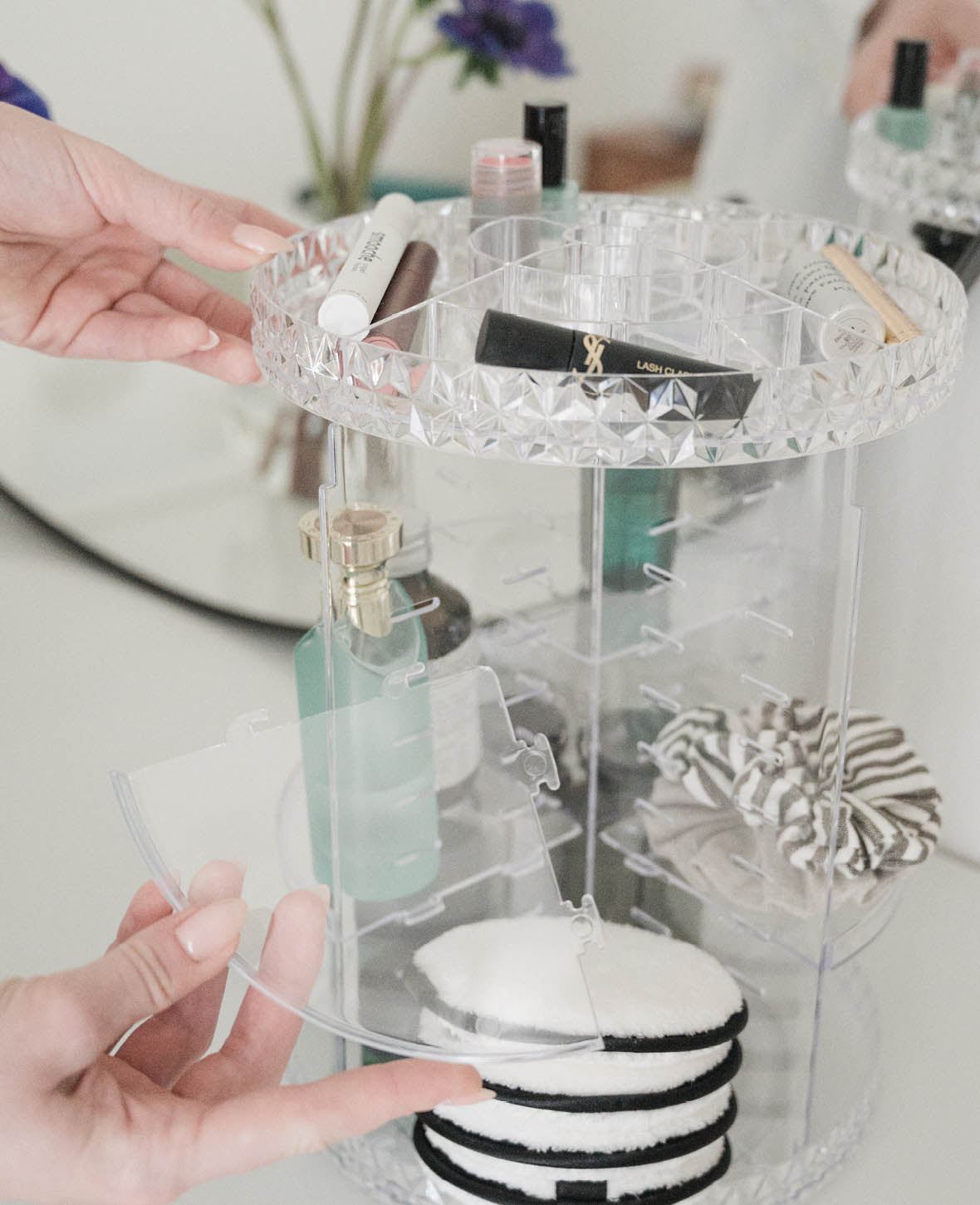 (24-piece set) 360° Rotating Acrylic Beauty Makeup Organizer Storage