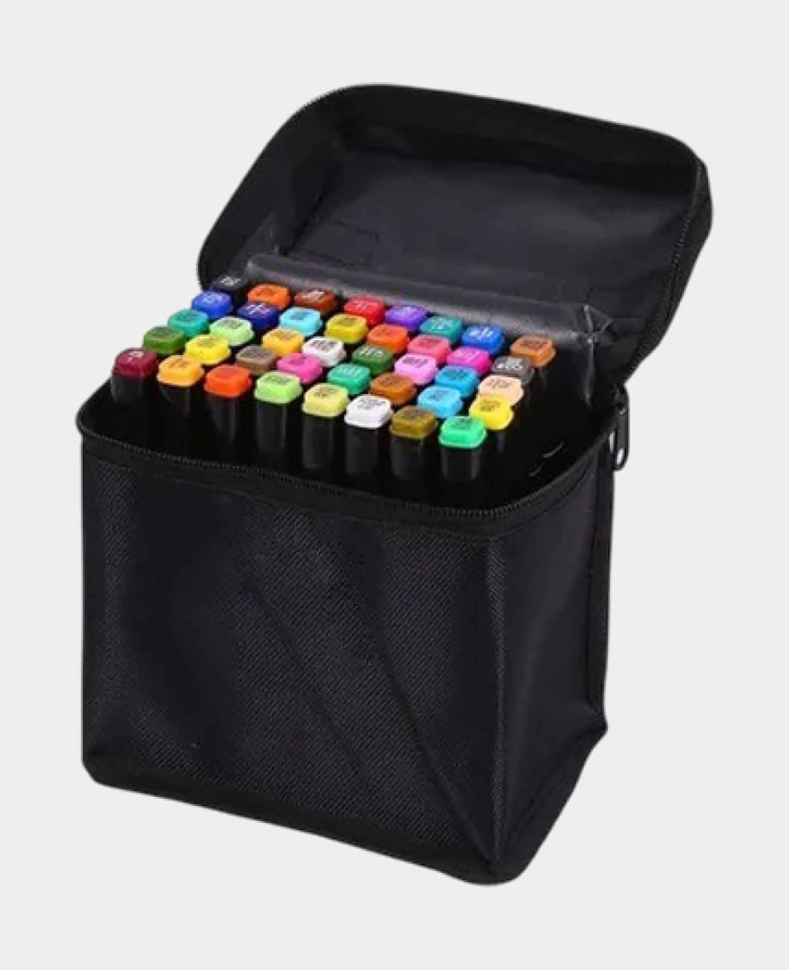 Waterproof Acrylic Felt Tip Pens Double-Tip Markers + Carry Bag, 40 pcs.