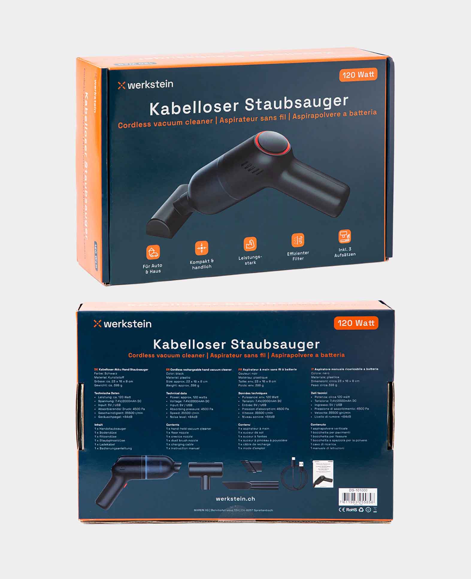 (120 Watt) Kabelloser Akku Hand Staubsauger mit Reinigungsaufsätzen fü