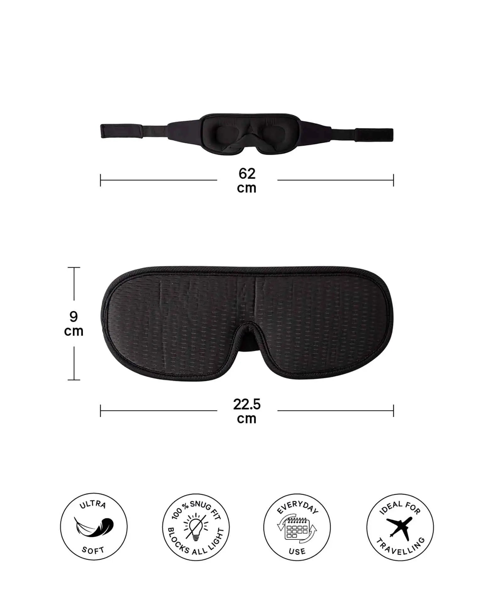 (62x9cm) 3D Eye Mask Padded Sleep Mask Light Blocking After