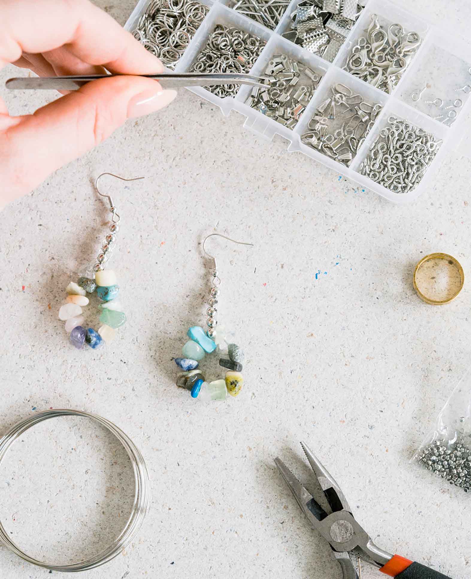 Edelstahl Schmuck Herstellungs, Reparatur Kit mit Verschlüsse, Silber, 9-tlg.