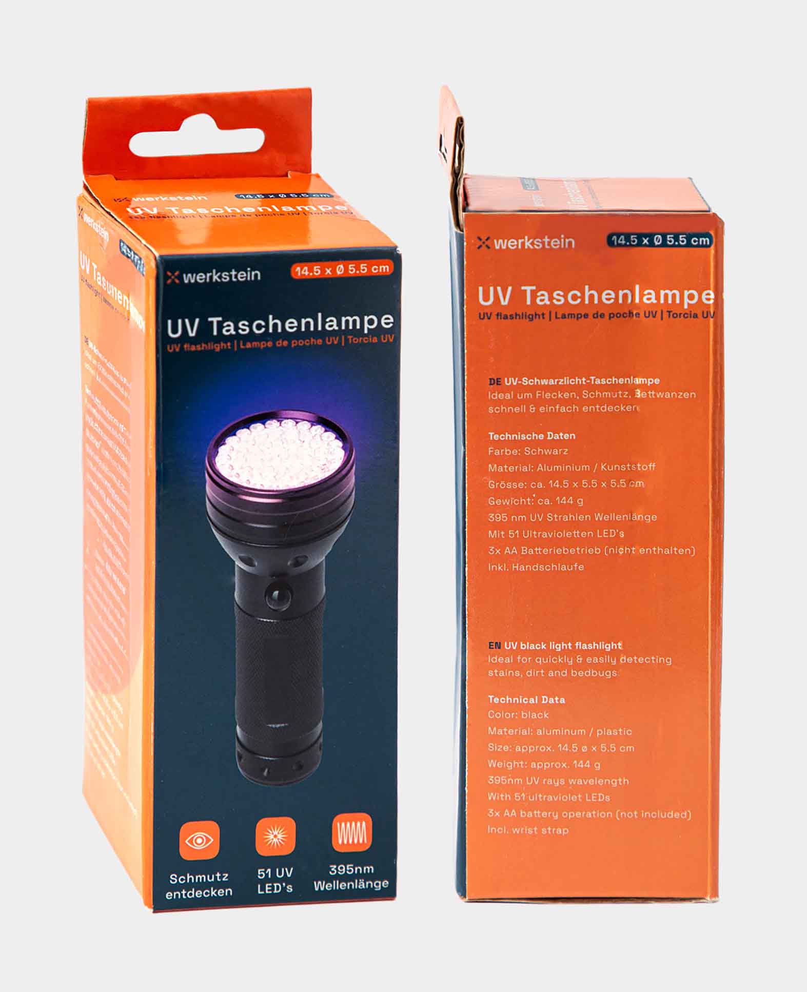 UV Schwarzlicht Taschenlampe Anti-Flecken LED Lampe mit Handschlaufe