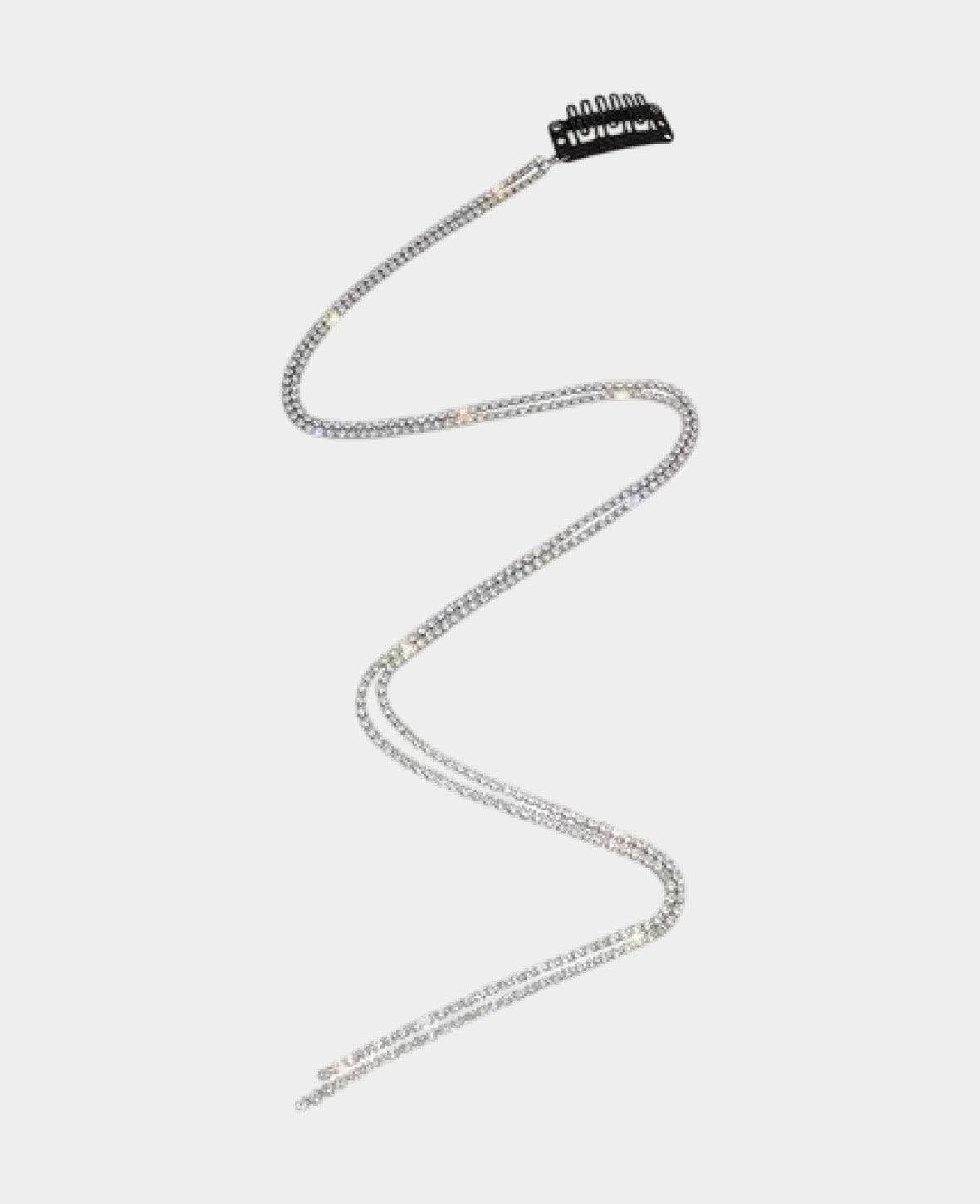 (48cm) Rhinestone Hair Clip with Tassel - Silver