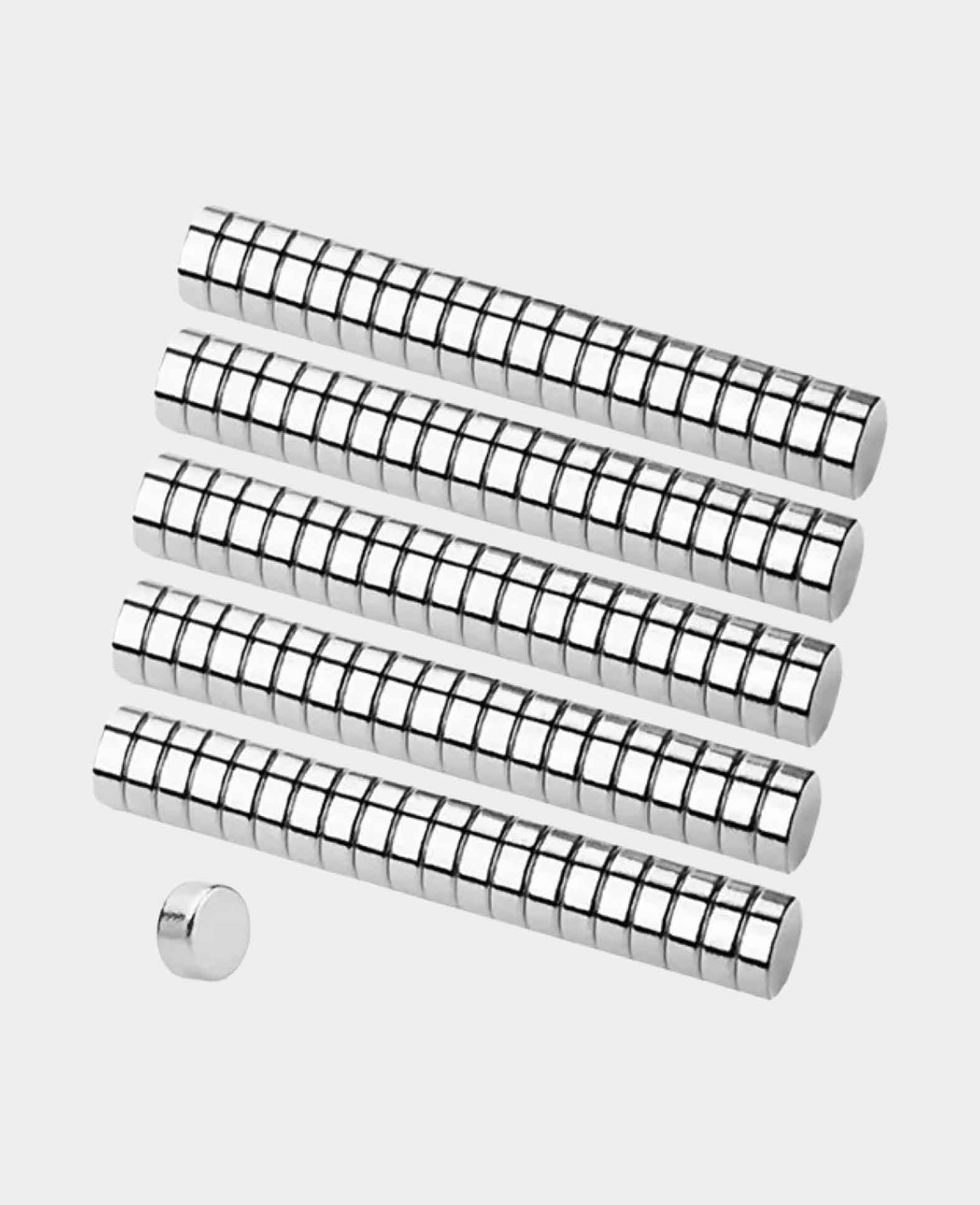 Notiz Mini Magnete, Scheibenmagnet - Silber, 5x1mm, 100 Stk.