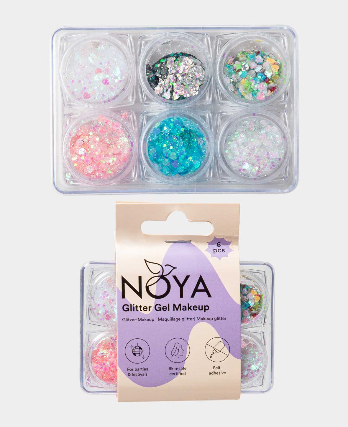 Holographic Festival Face / Body Glitter Self-Adhesive, 6 pcs.