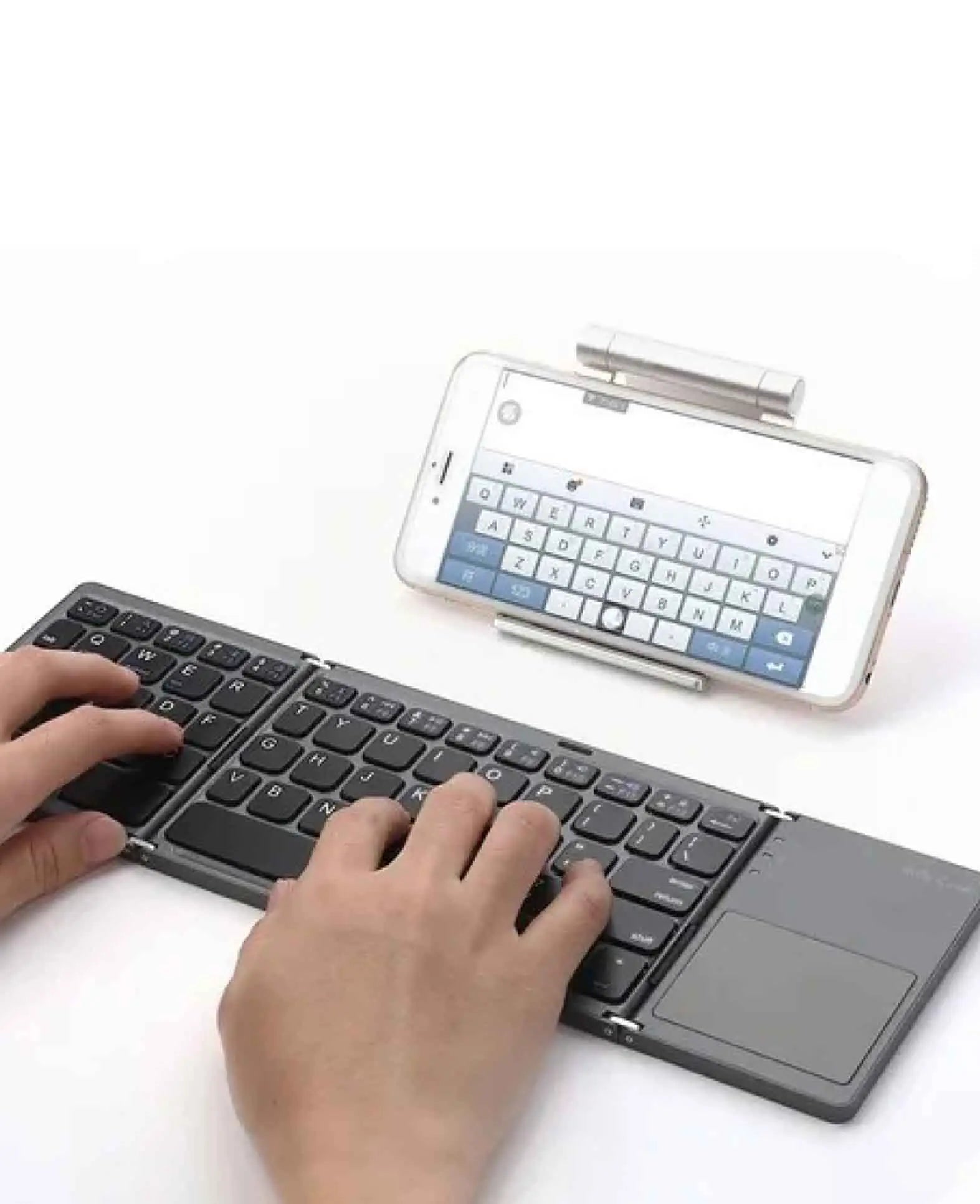 Clavier QWERTY pliable mini Bluetooth avec pavé tactile pour ma