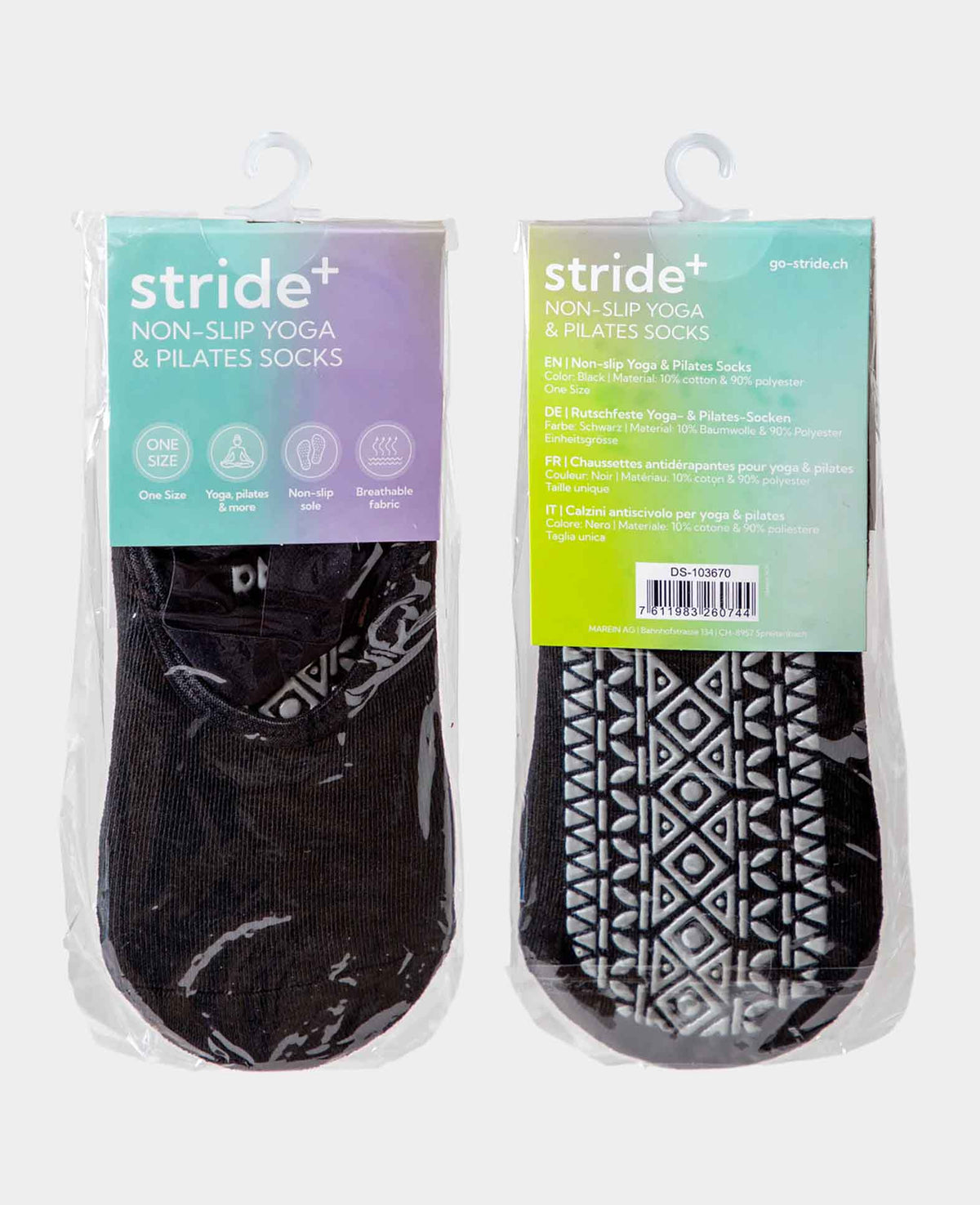 (1 Pair) Anti-Slip Pilates Yoga Sports Socks (One Size) - Black