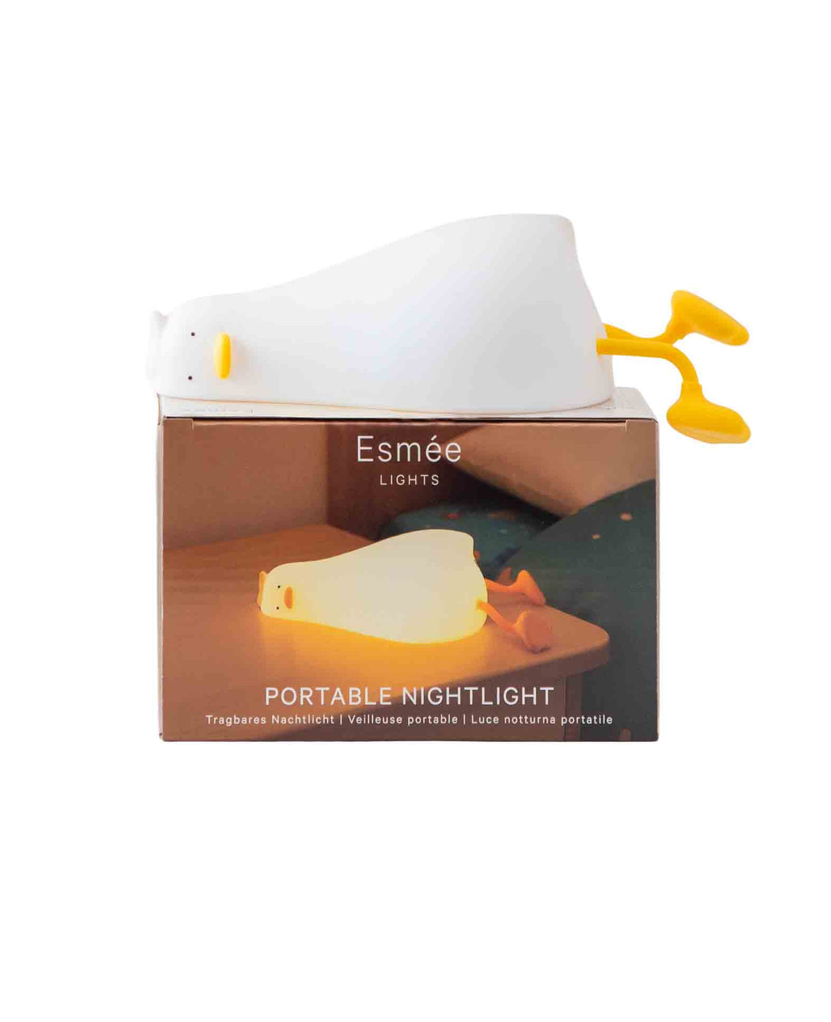 USB Silicone Duck Kids Night Light LED Lamp with Touch Function - White