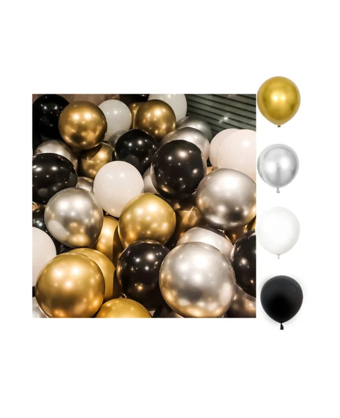 (40 Count) Ø25cm Party Decoration Balloons Latex Metallic - Gold/Silver/Black/White