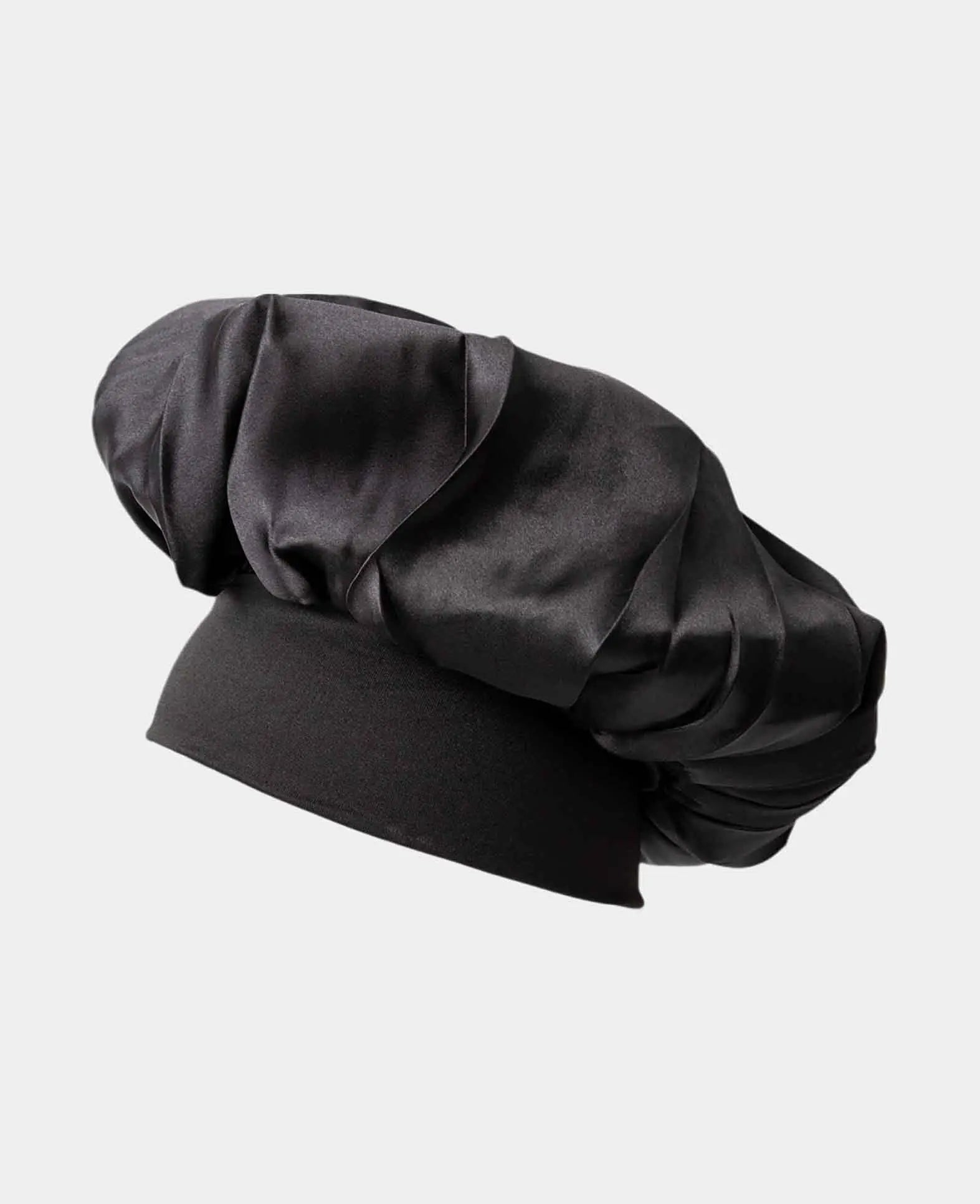 (Ø22cm) Elastische Satin Nachtmütze Haar Schlafmütze Bonnet - Schwarz