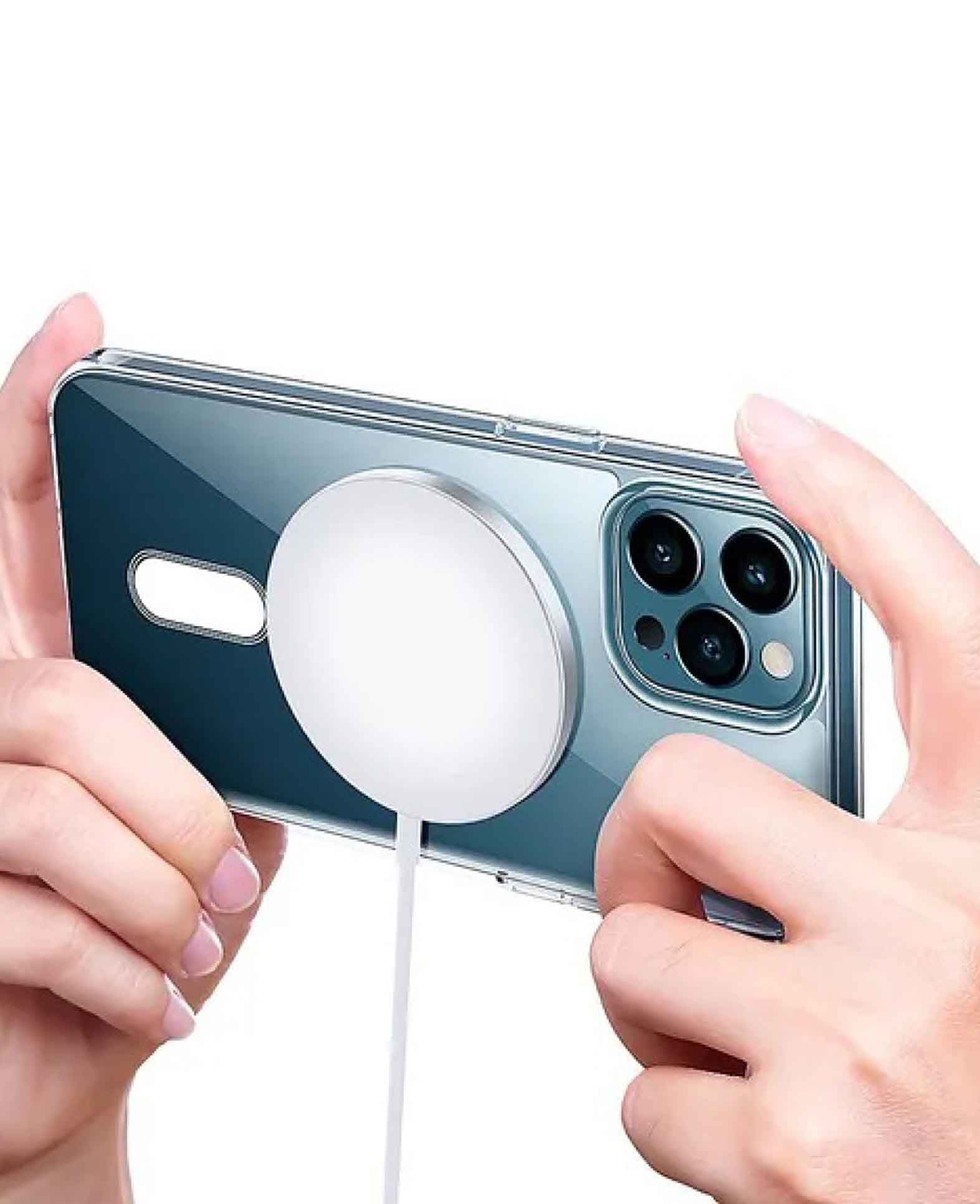 Coque hybride MagSafe pour iPhone 14 Pro Bumper en TPU et dos en acrylique - Transp