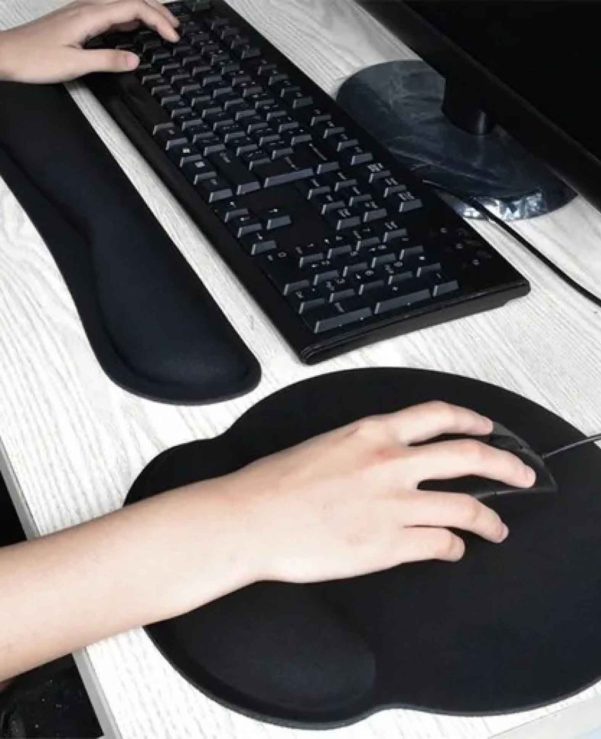 (2-tlg. Set) Ergonomische Mausmatte und Tastatur Handballenauflage für