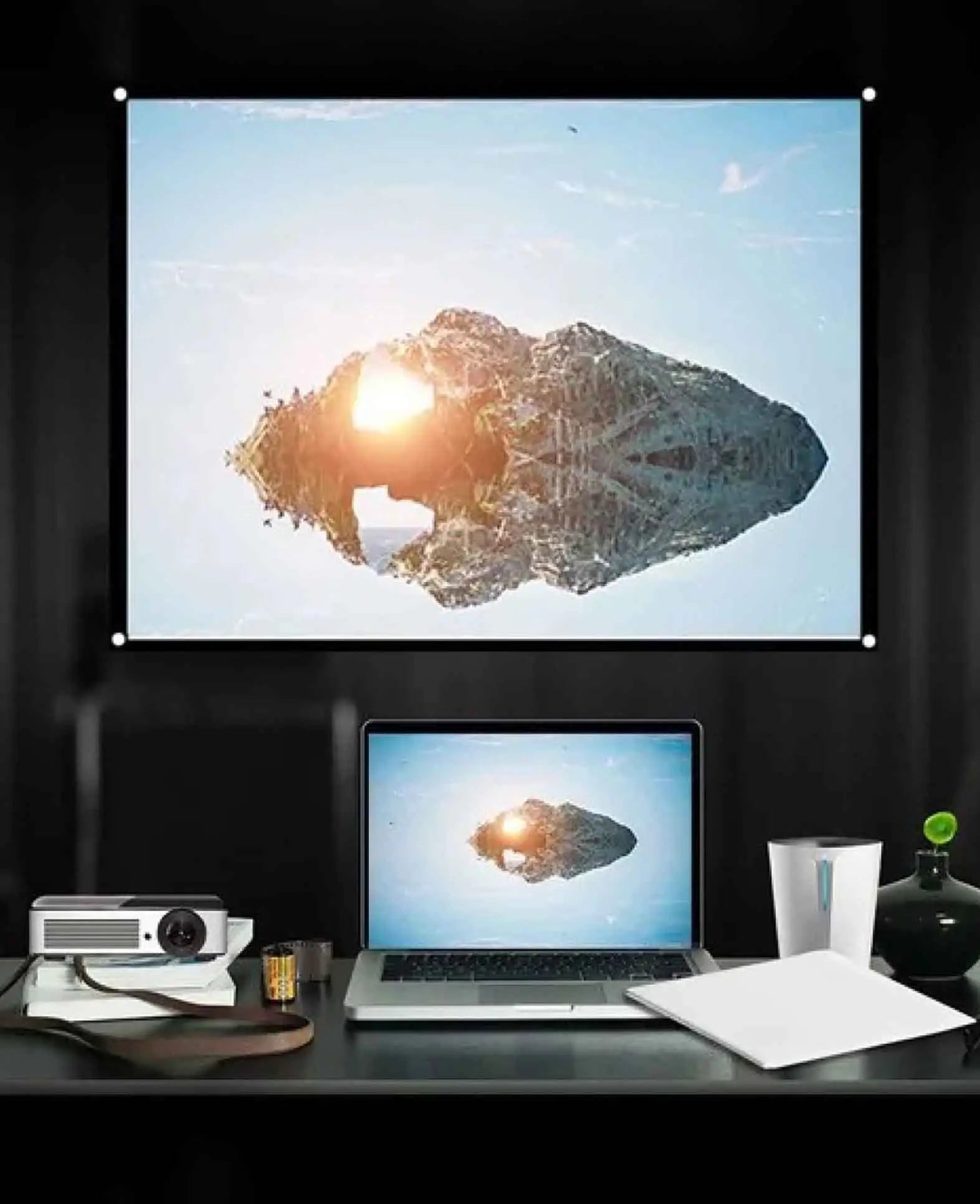 Écran de projection pliable 120 pouces 16:9 Tissu Home Cinéma +