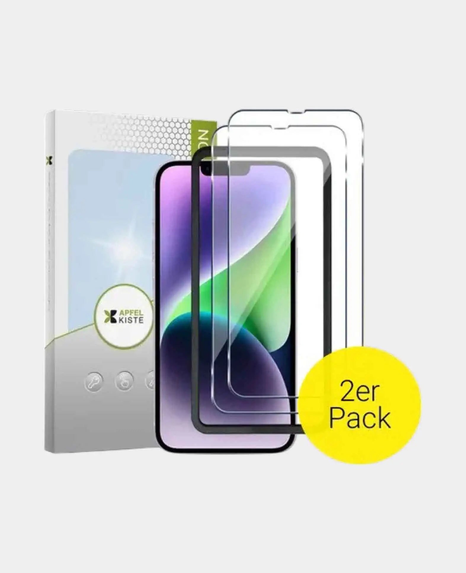 Apfelkiste - (Set of 2) iPhone 14 Tempered Glass Screen Protector + Installation Frame C