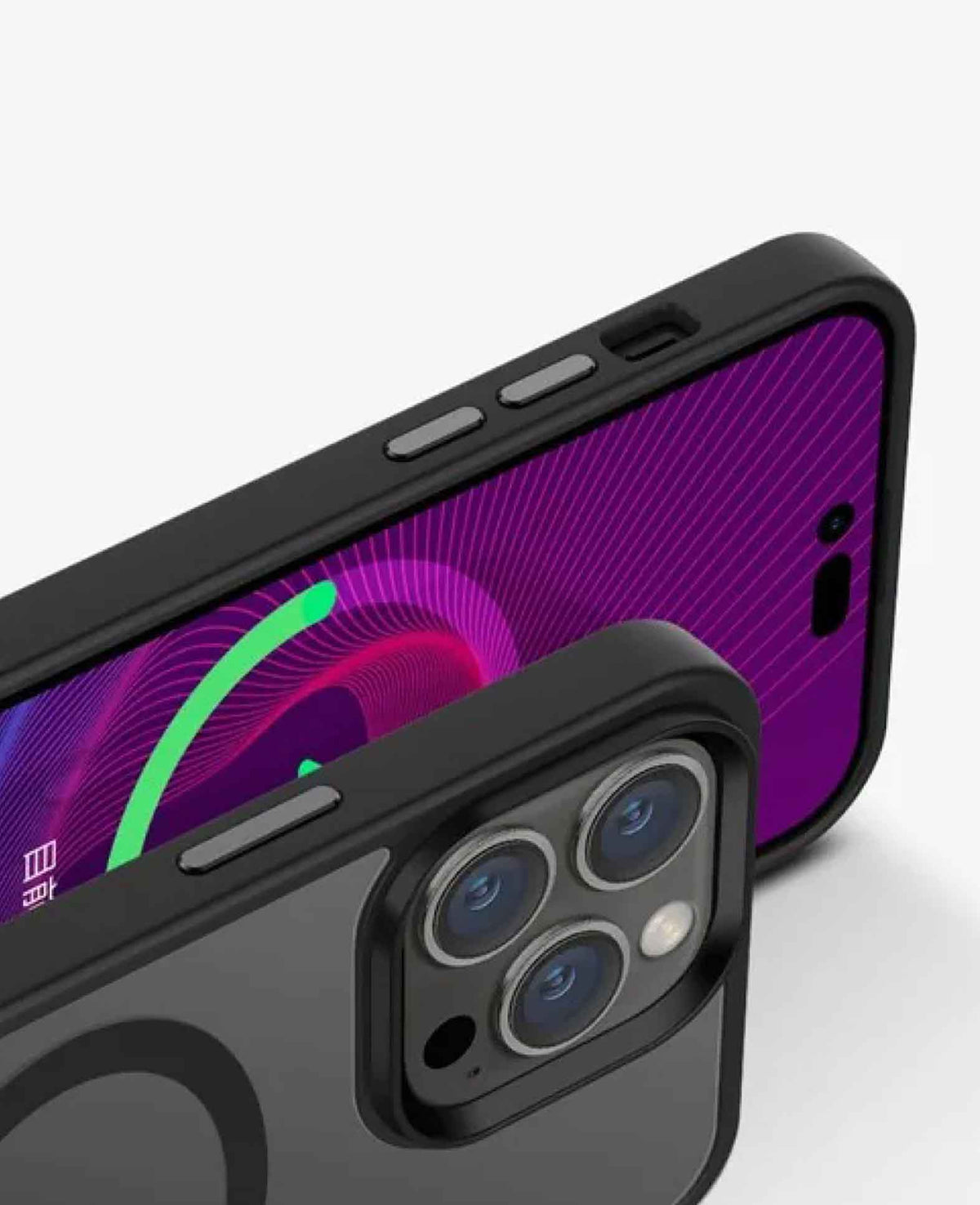Coque hybride iPhone 14 Pro MagSafe avec pare-chocs en TPU - Noir