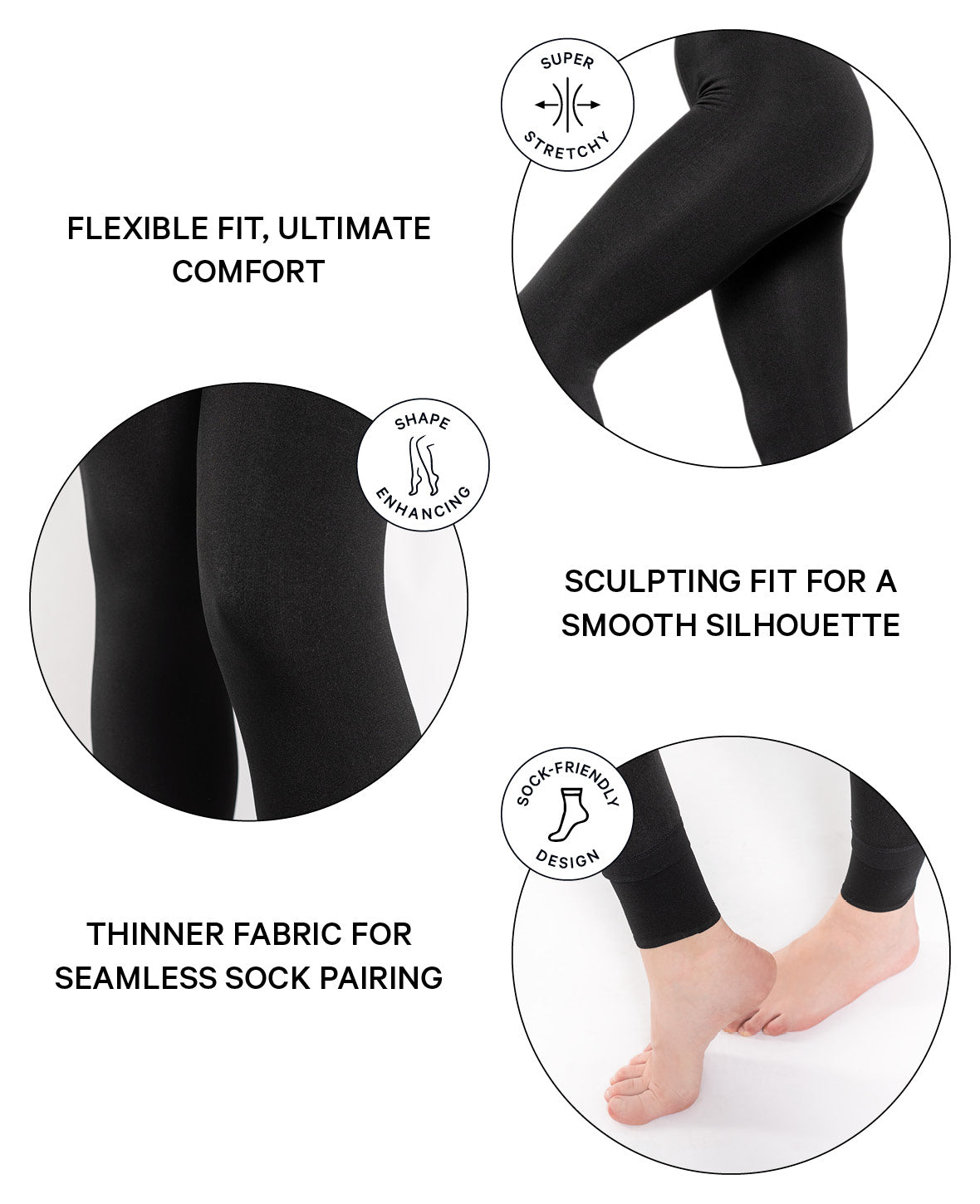 Warm Women's Winter Leggings Plush Lined (One Size) - Black