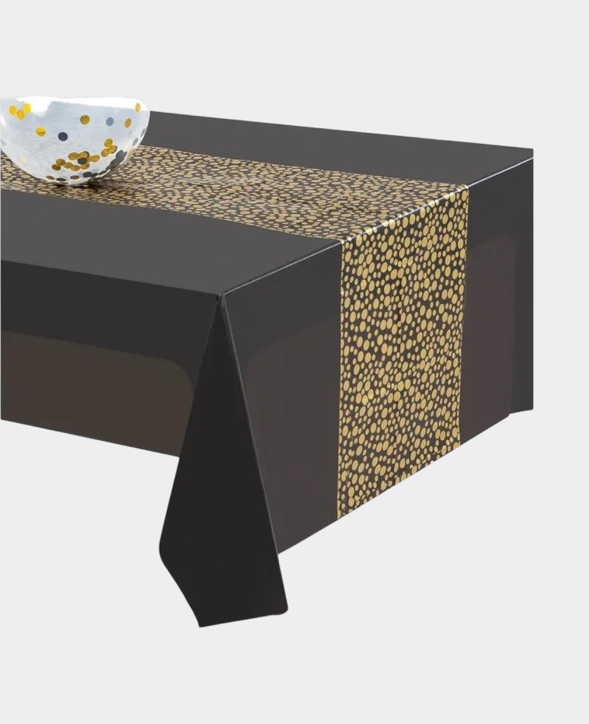 Nappe Décorative à Pois - Noir / Doré, 271x137cm