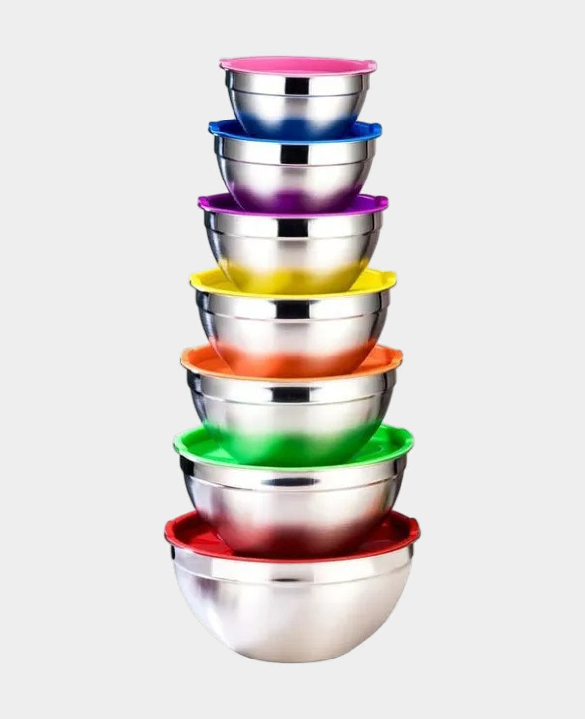 (7-piece set) Universal Stainless Steel Bowl Kitchen Mixing Bowl incl. Lid