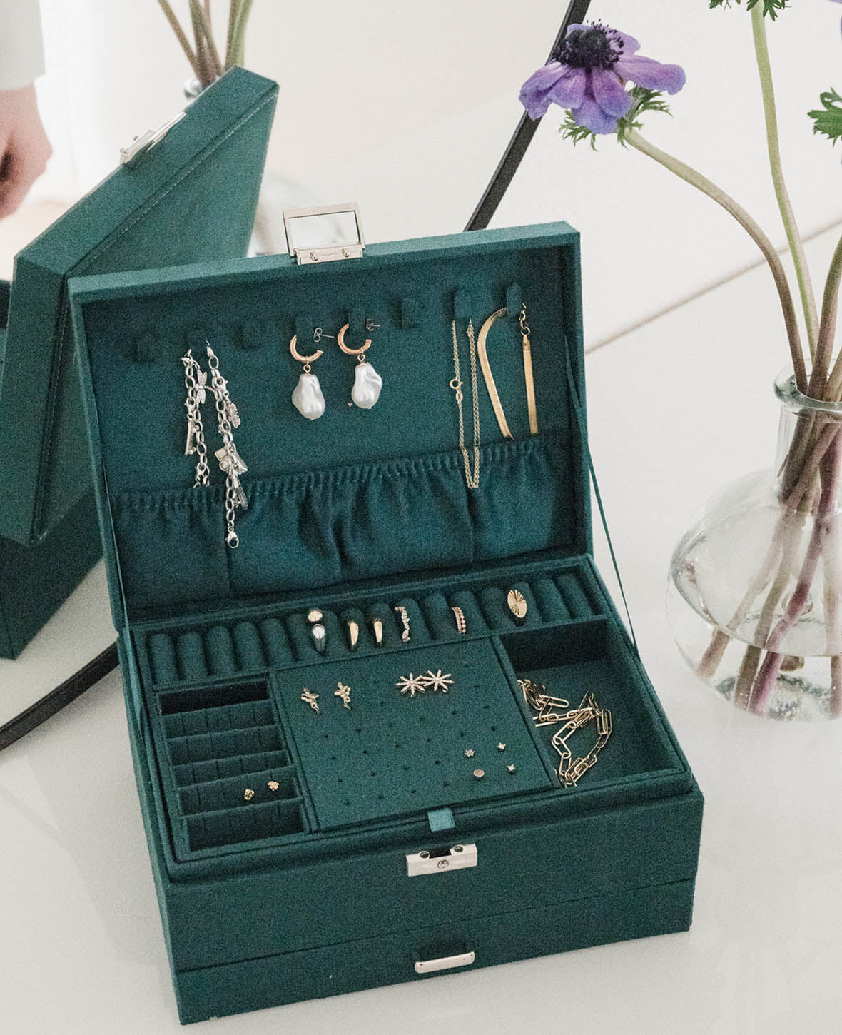Flanell Schmuckschatulle mit Schloss Aufbewahrungsbox Organizer