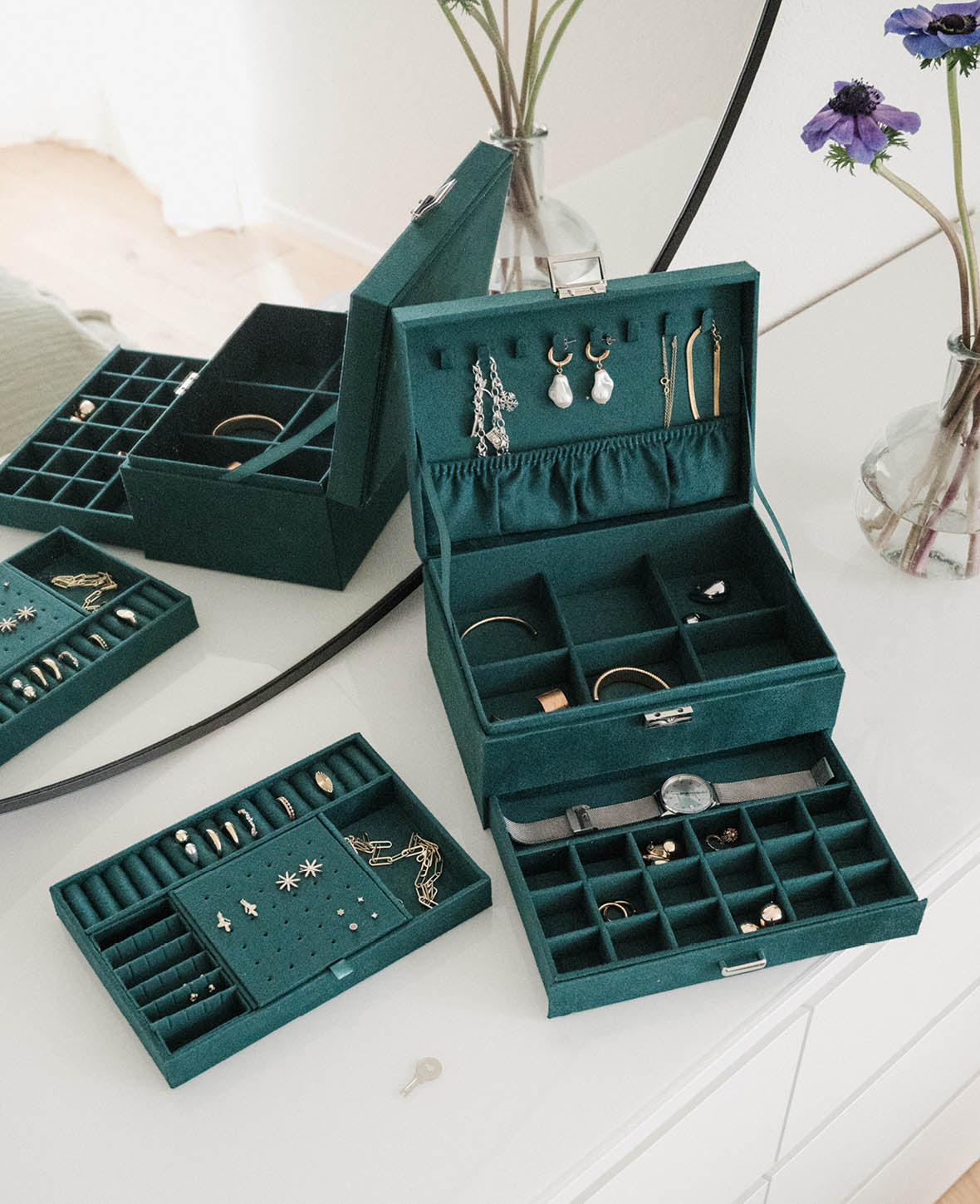 Flanell Schmuckschatulle mit Schloss Aufbewahrungsbox Organizer
