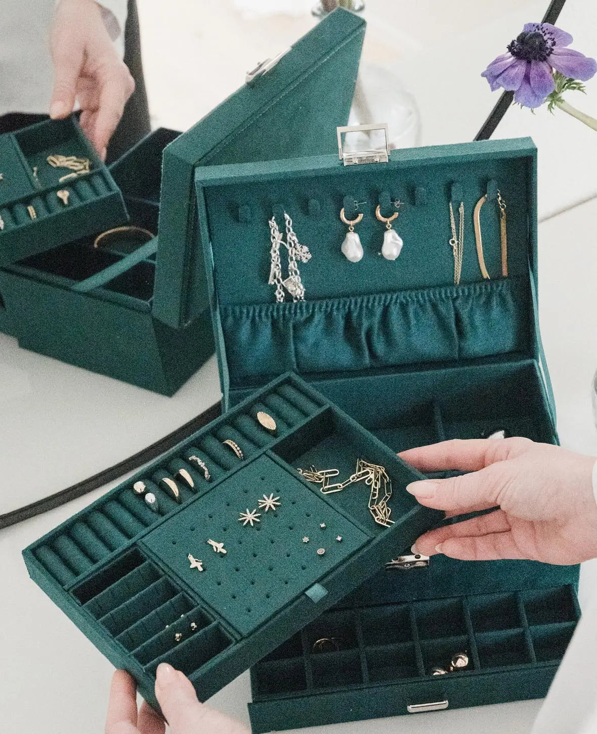 Flanell Schmuckschatulle mit Schloss Aufbewahrungsbox Organizer