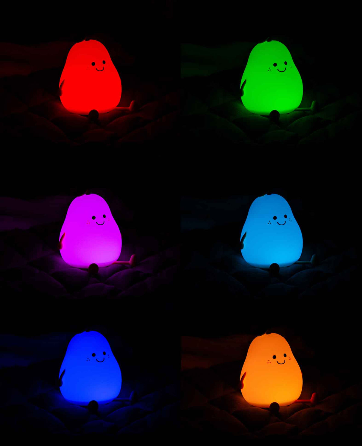 USB Silicone Pear Children's Night Light LED Mood Lamp with Touch