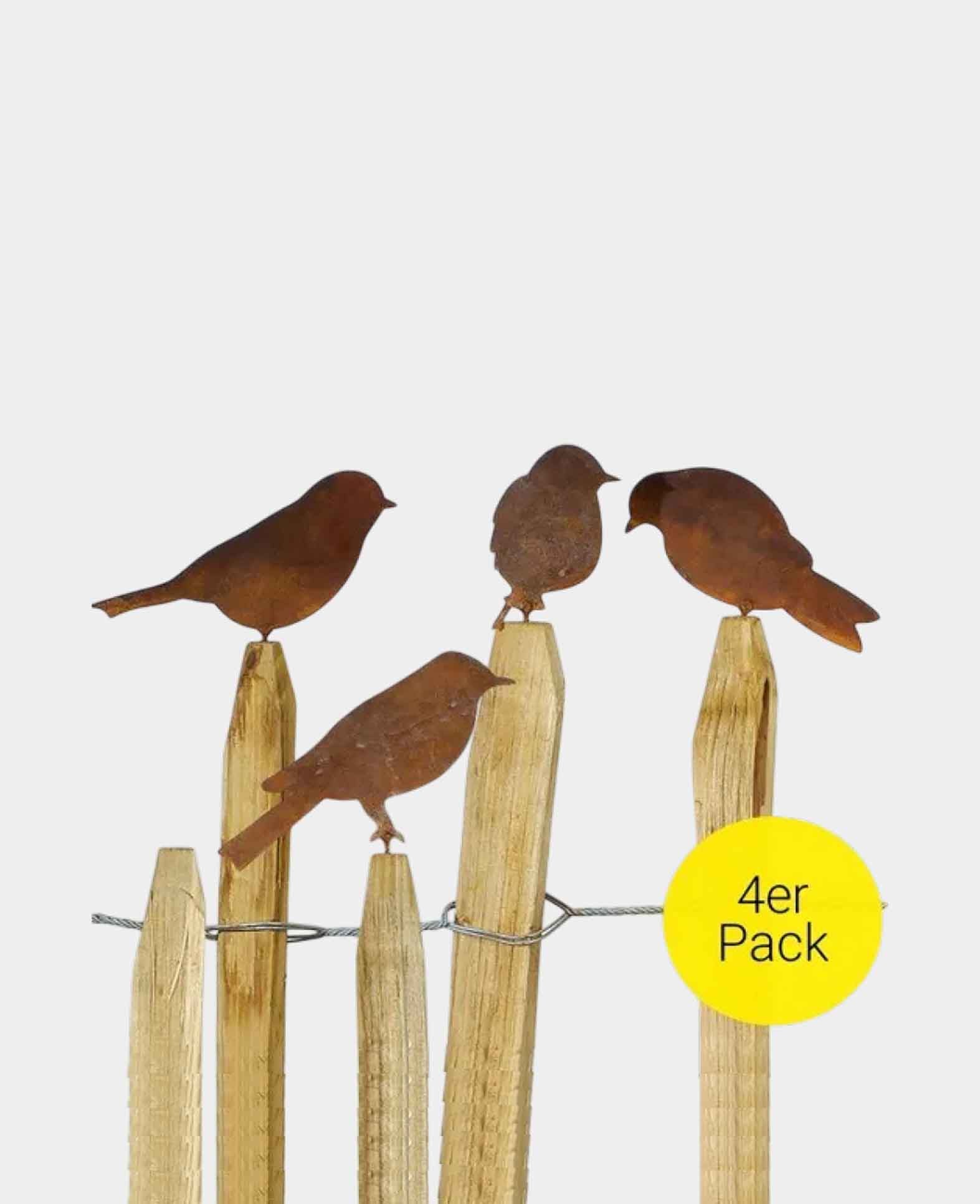 (Set of 4) Metal Rust Birds Tree Decoration Garden Accessory
