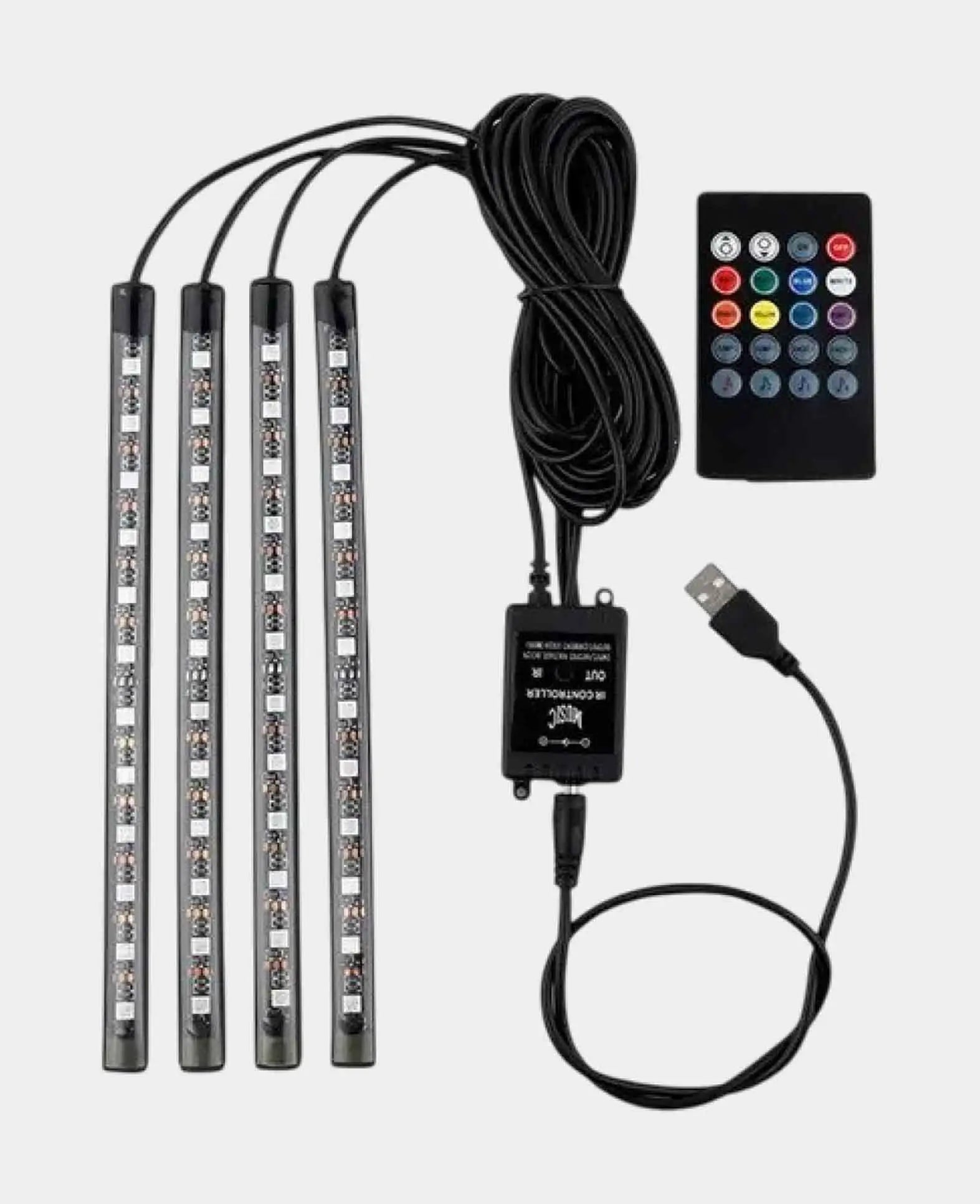 (4er Set) 48 LEDs Auto Licht Streifen RGB Fussraumbeleuchtung für KFZ