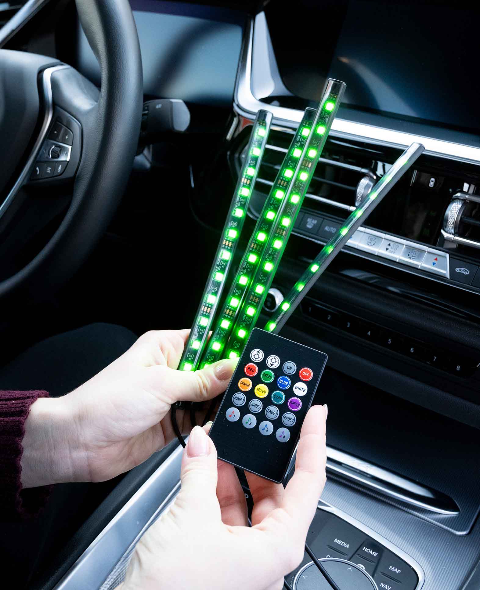 (4er Set) 48 LEDs Auto Licht Streifen RGB Fussraumbeleuchtung für KFZ