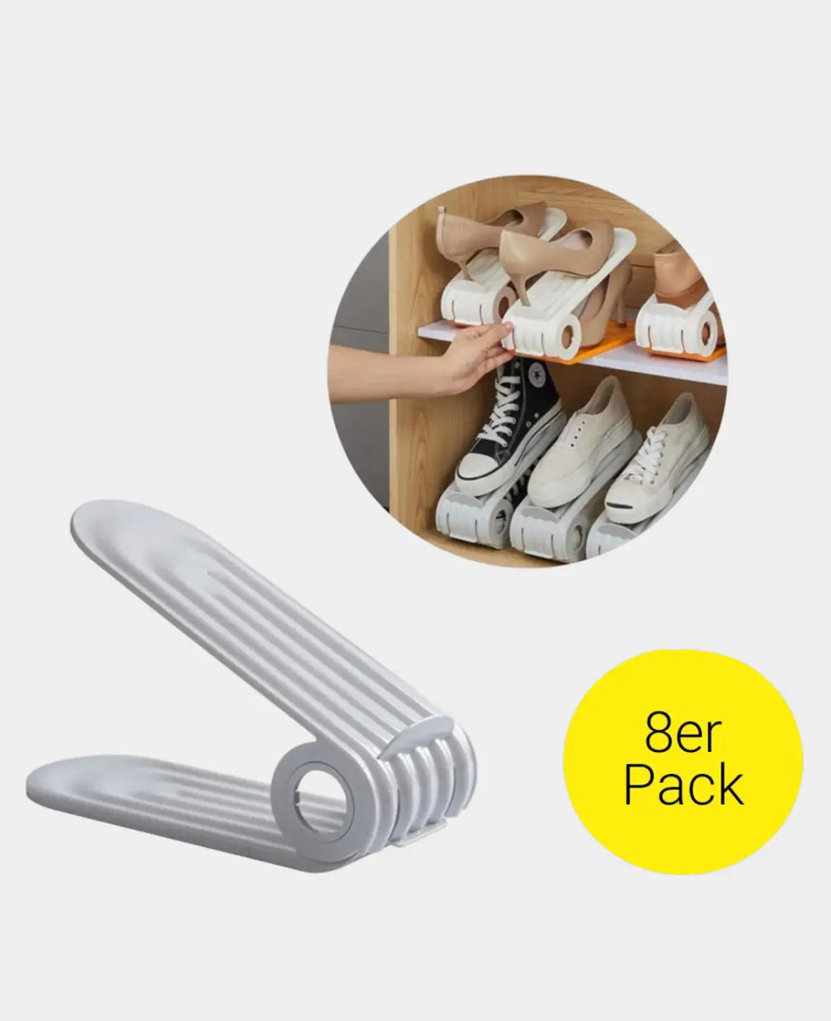 (Lot de 8) Organisateur de chaussures peu encombrant Support à chaussures réglable en hauteur