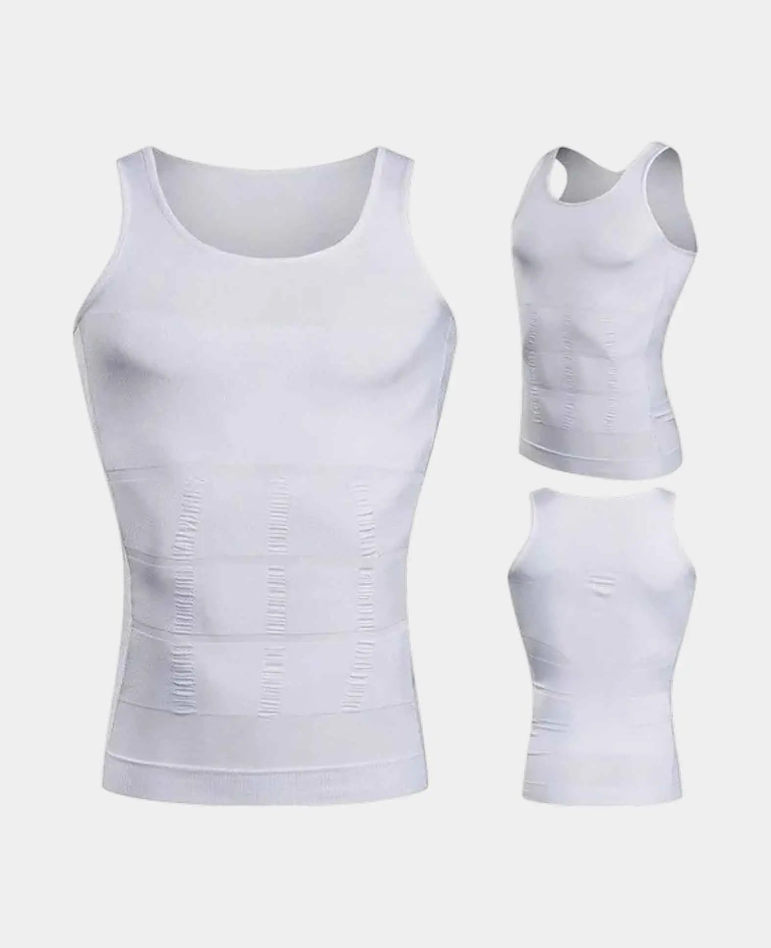 (Gr. L) Men's Body Shaper Shapewear Tank Top Tummy Control Undershirt - We