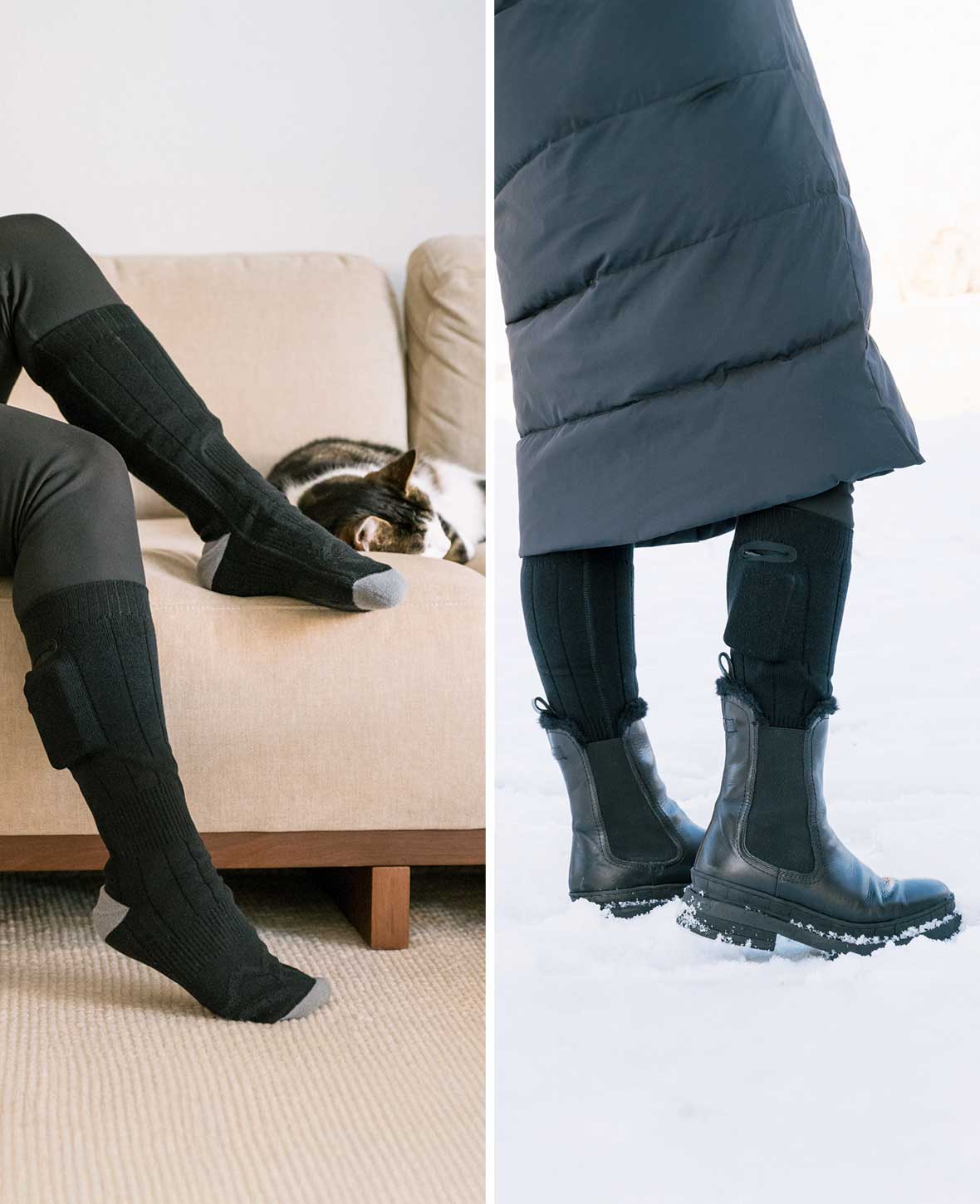 (1 Pair) Heated Cotton Socks Outdoor Foot Warmers with Battery and 3