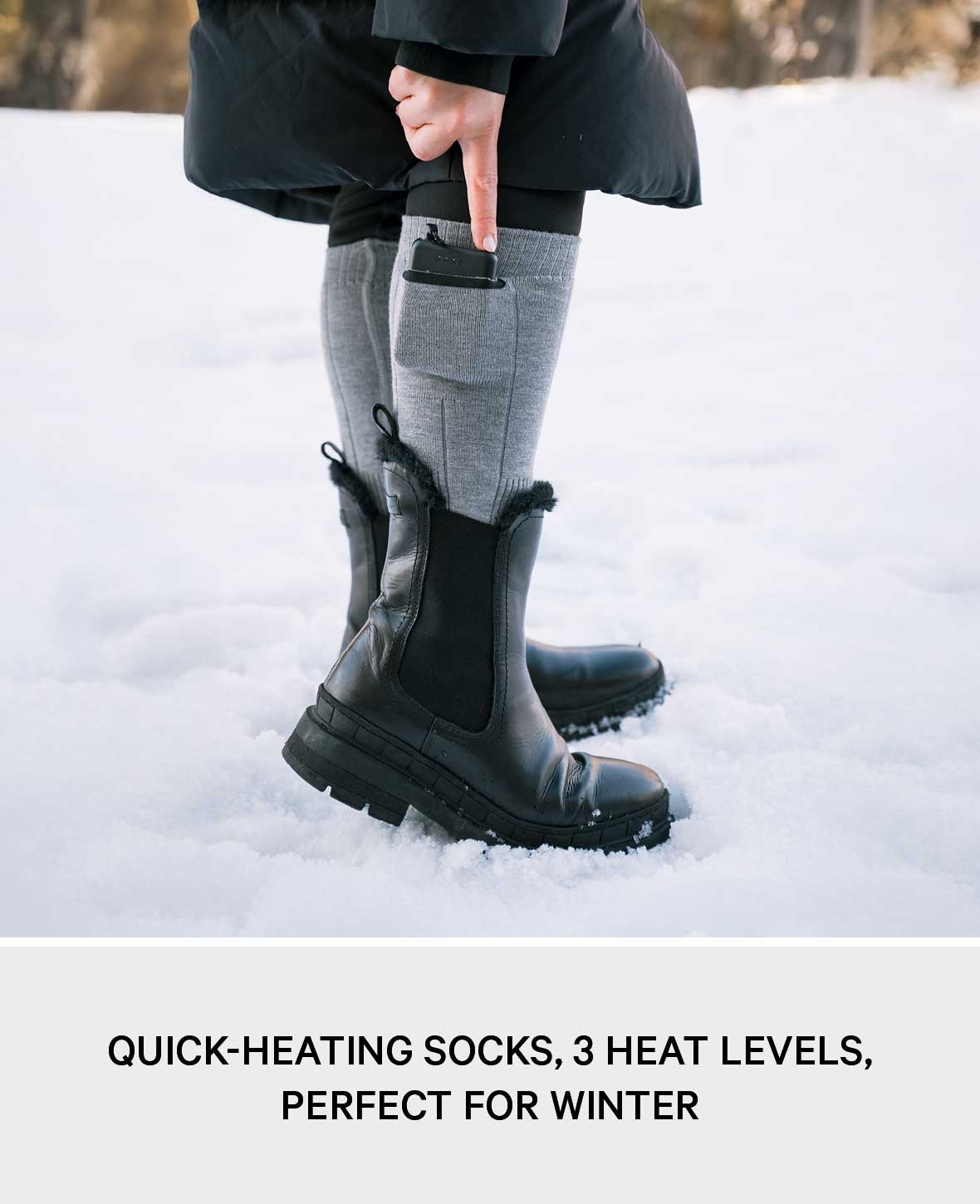 (1 Pair) Heated Cotton Socks Outdoor Foot Warmer with Battery and 3
