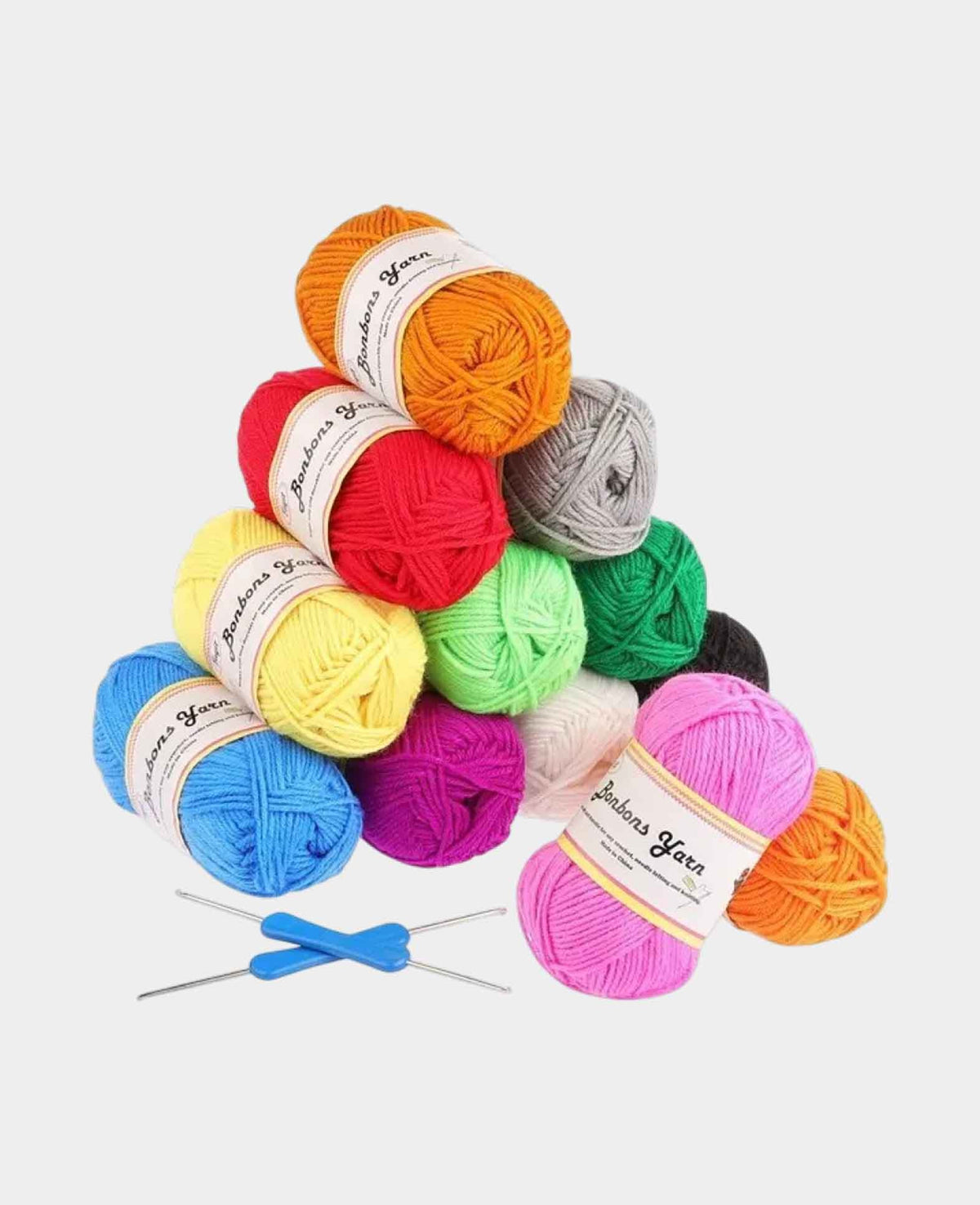 Knitting Yarn Wool DIY Haberdashery Accessories incl. Needle - Colorful, 14-piece