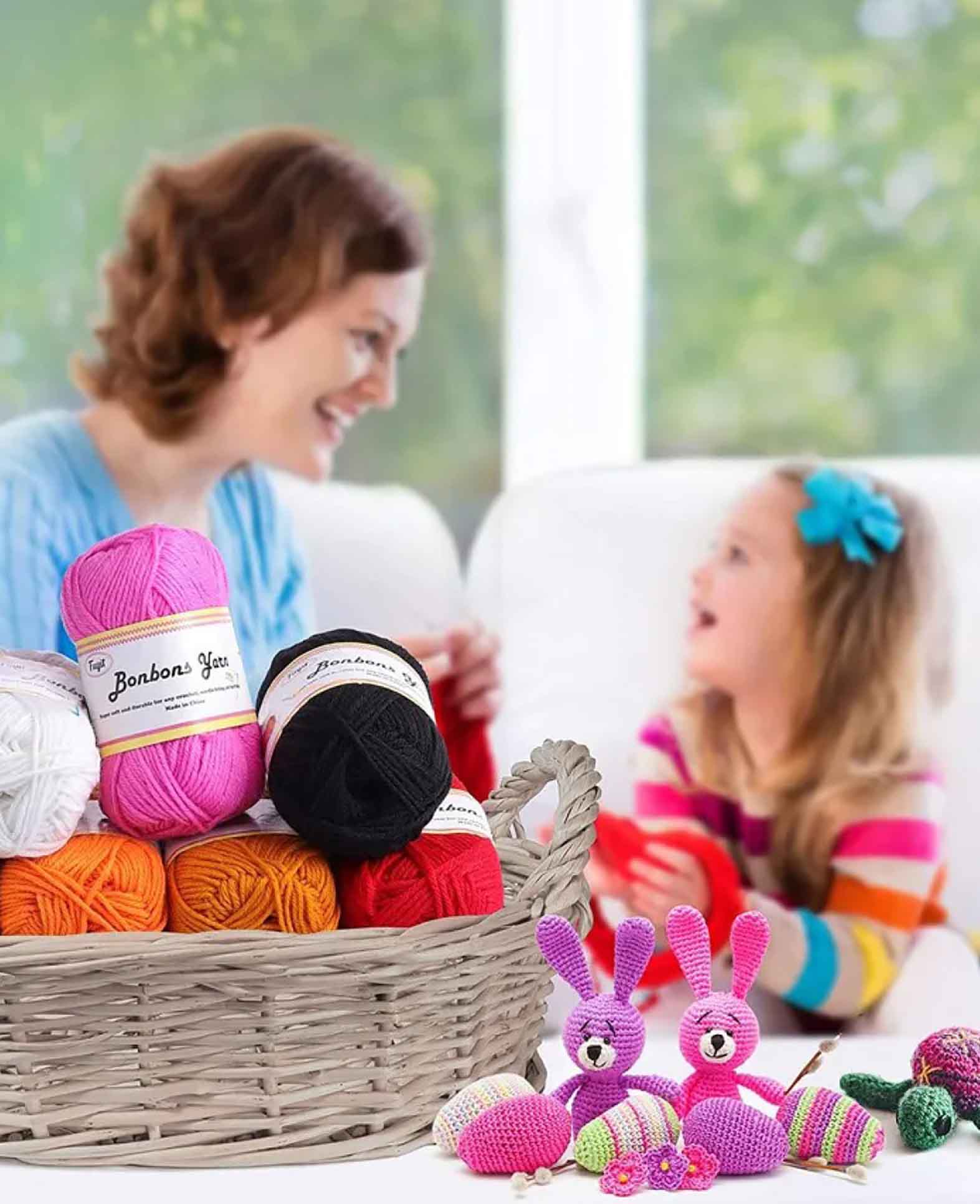Knitting Yarn Wool DIY Haberdashery Accessories incl. Needle - Colorful, 14-piece