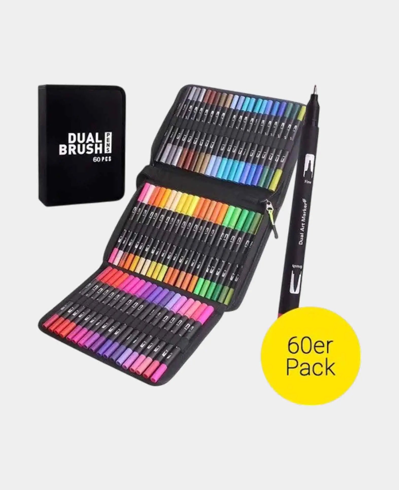 Artist Dual Tip Brush Pens with Bag, 60 pcs.