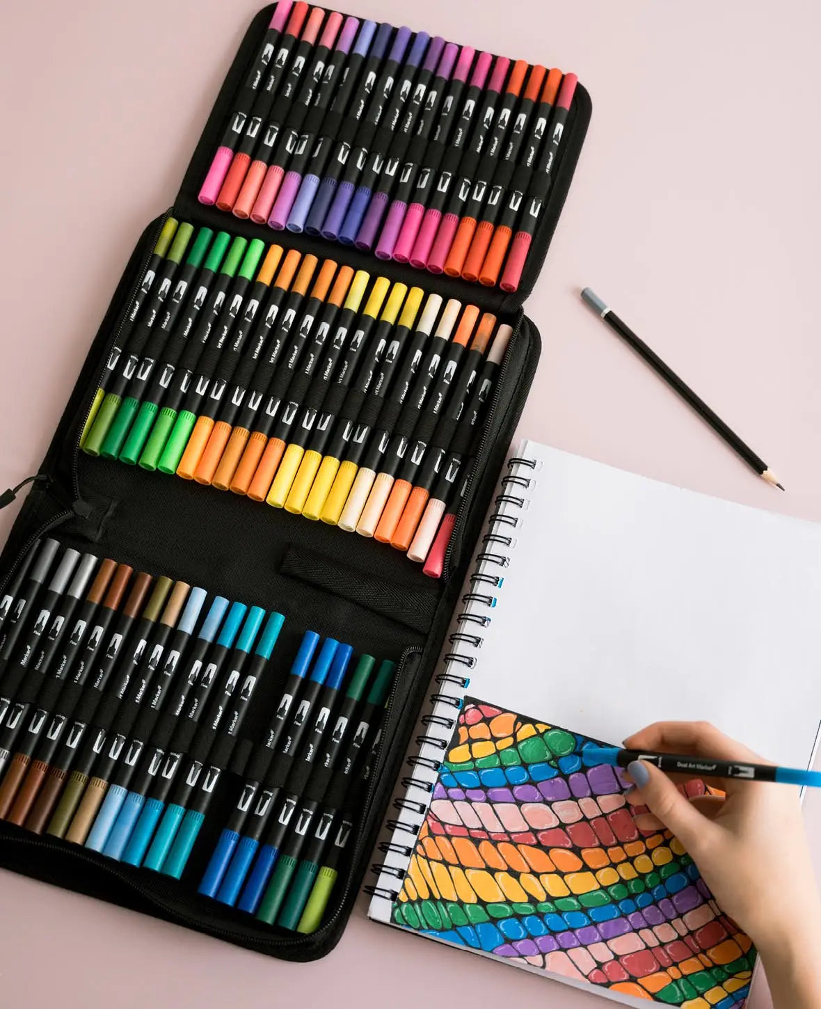 Artist Dual Tip Brush Pens with Bag, 60 pcs.