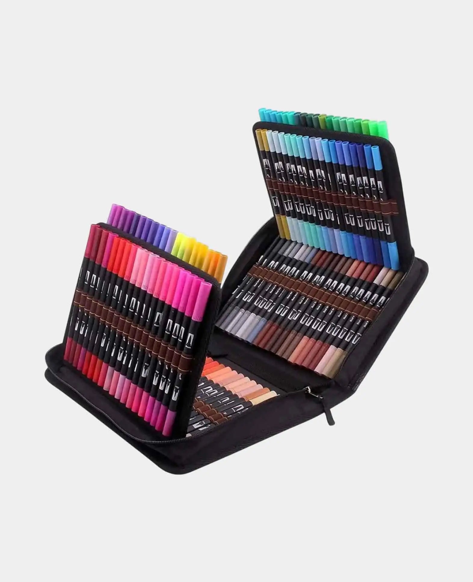 Artist Dual Tip Markers Felt Pens Dual Brush Pen incl. Case, 120 pcs.