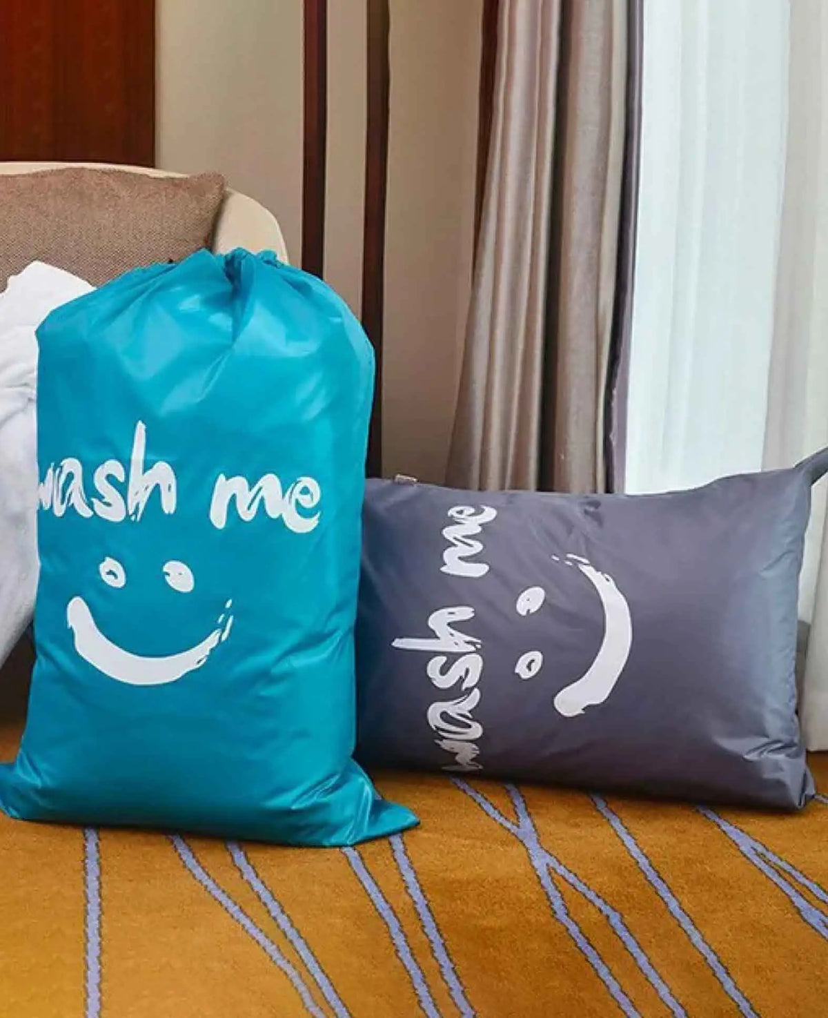(Set of 2) 95x68cm Foldable Travel Laundry Bag Dirty Laundry Storage