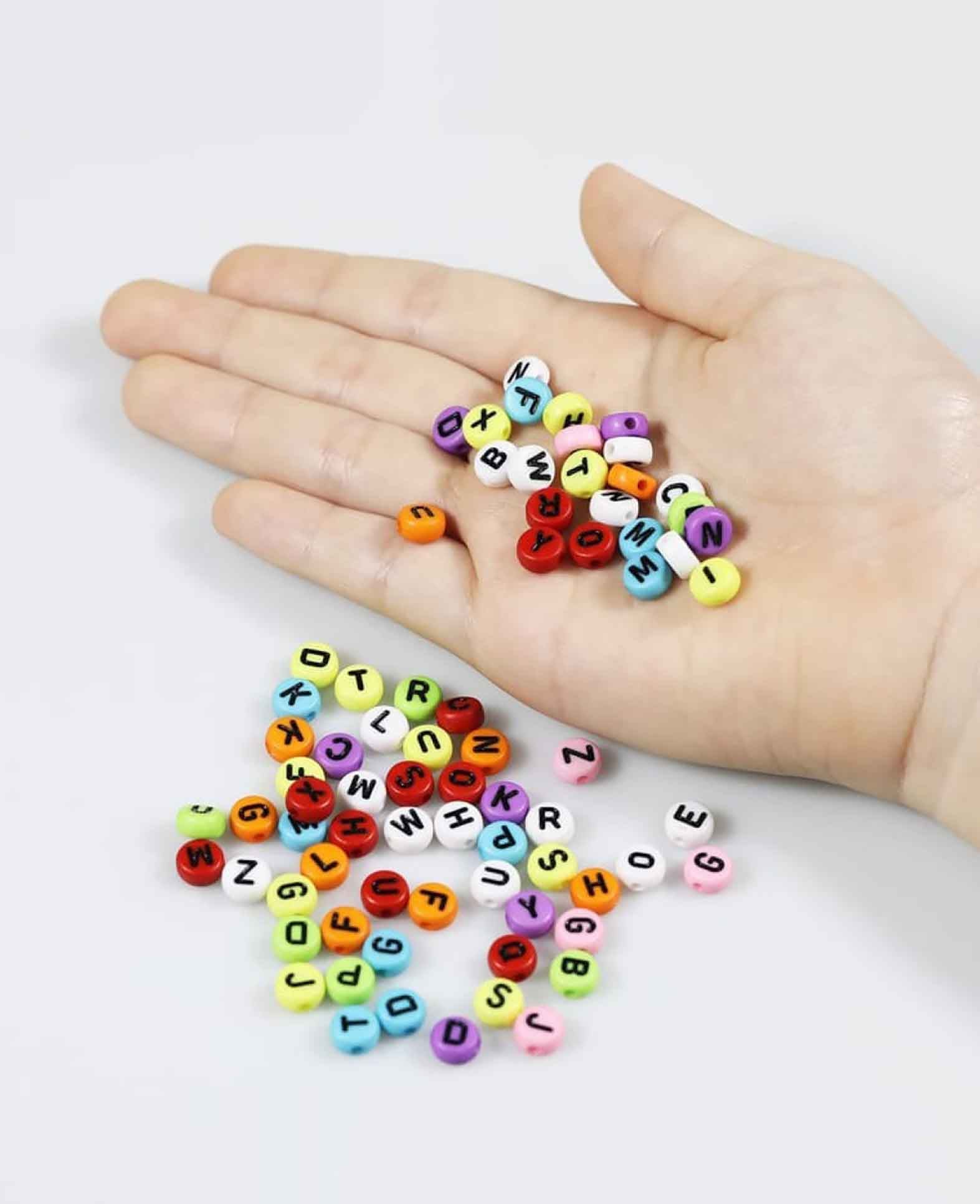 Letter Beads DIY Craft Jewelry Spacer Beads - Colorful, 100 pcs.