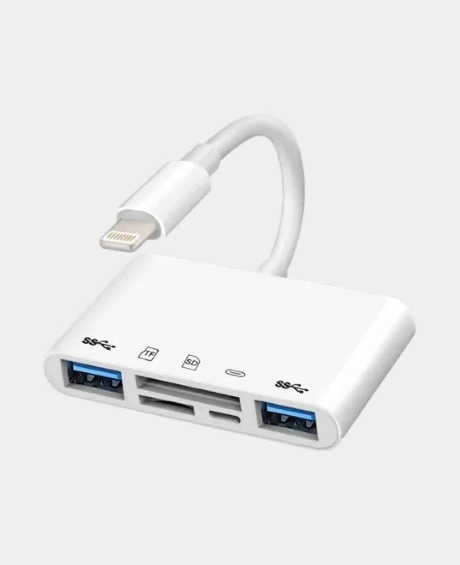 (10cm) Lightning to SD / Micro SD Card Reader / Dual USB A / Ligh