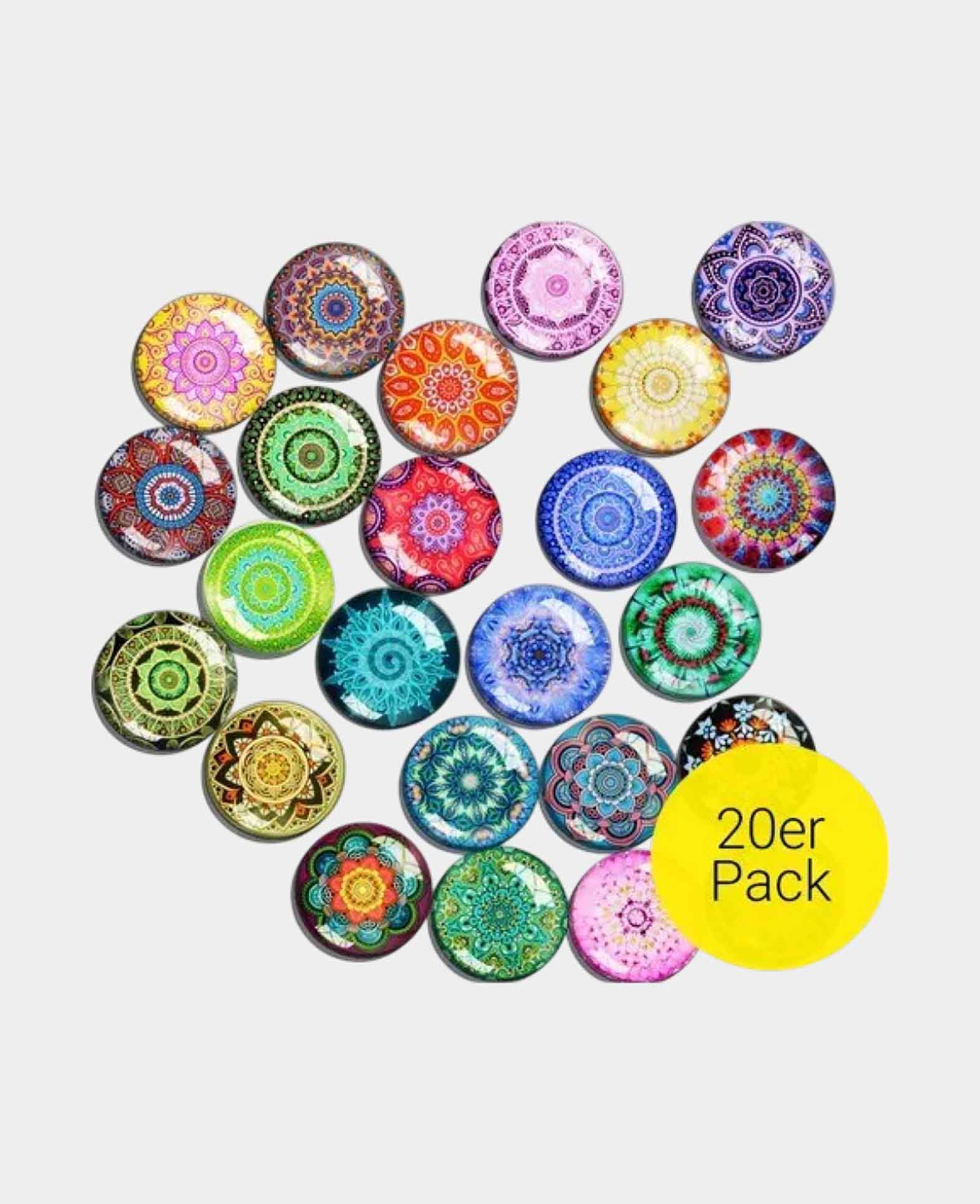 3D Glass Magnet Decorative Note Magnet - Mandala, Ø3cm, 20 Pcs.